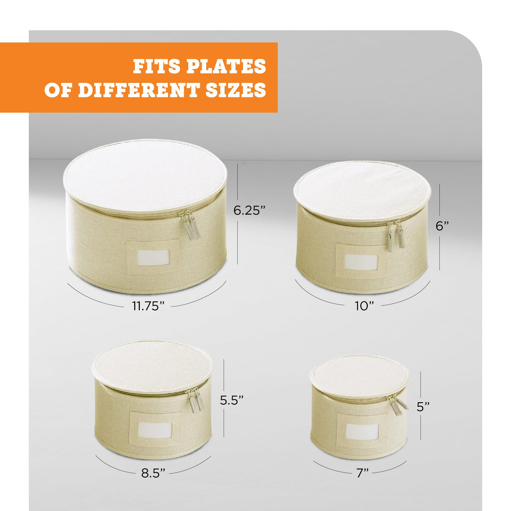 storageLAB Wine Glass Storage Containers, Hard Shell Organizer for Stemware and Glassware Sets, Stackable Wine Glass Storage Box with Dividers for Kitchen and Moving Supplies - 1 Pack, Cream