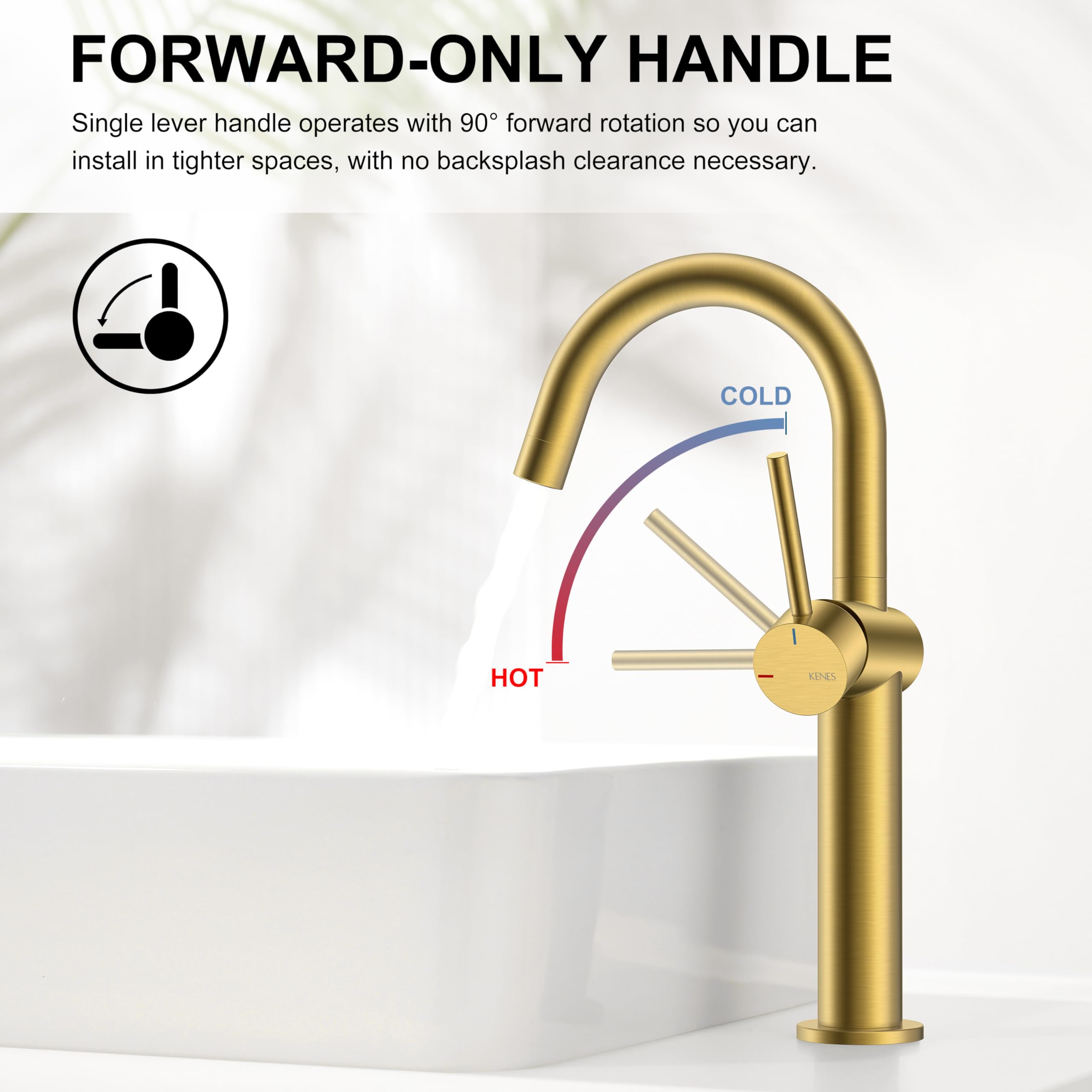 KENES Black and Gold Single Handle Bathroom Sink Faucet, Modern Prep Wet Bar Sink Faucet with Drain Assembly & Deck Plate, Vanity Faucets for Farmhouse RV Camper Utility, KE-9005B-BG