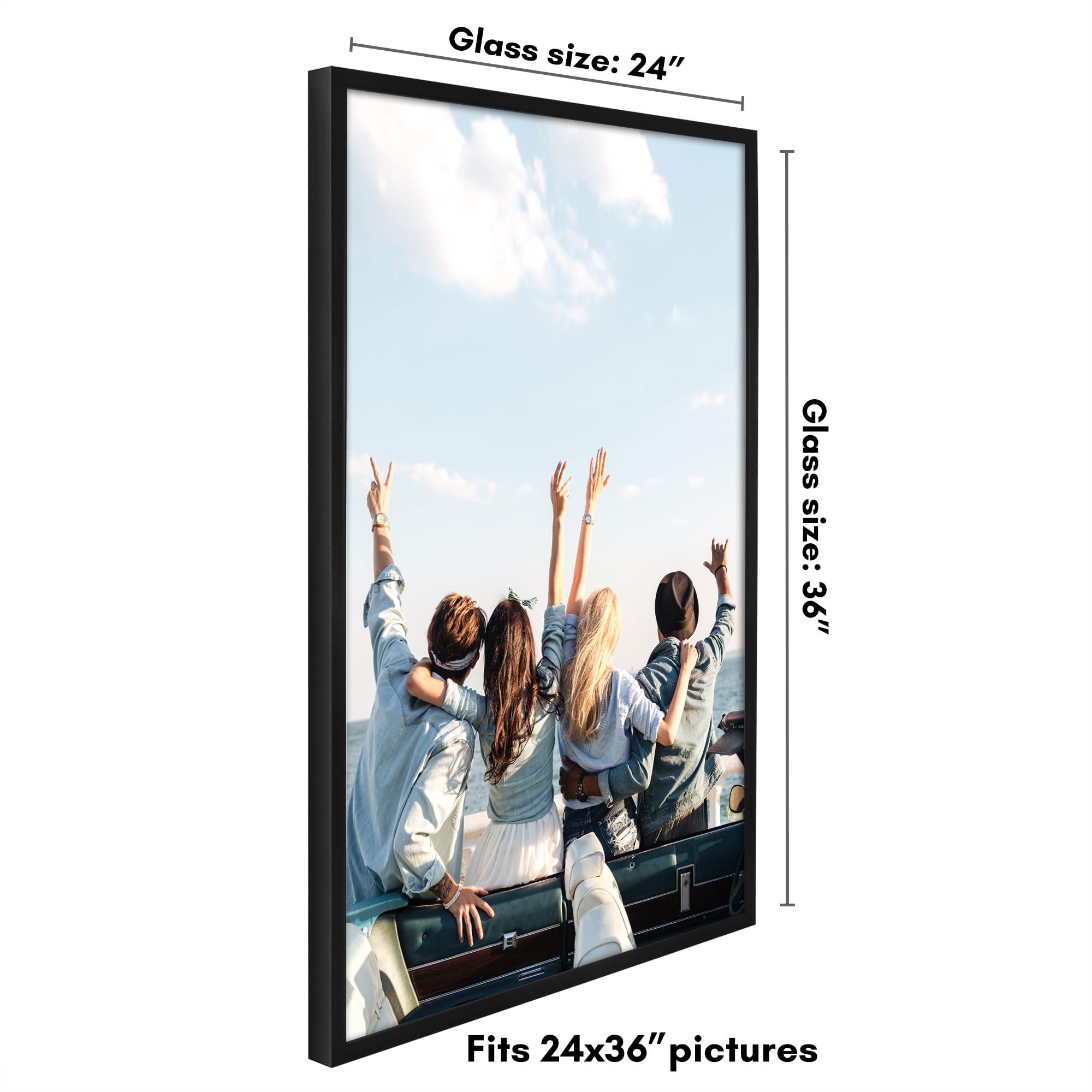 Americanflat 5x7 Picture Frame with Shatter-Resistant Glass - Soho Collection - Gallery Style Deep Molding Picture Frames for Tabletop and Wall Display - Black