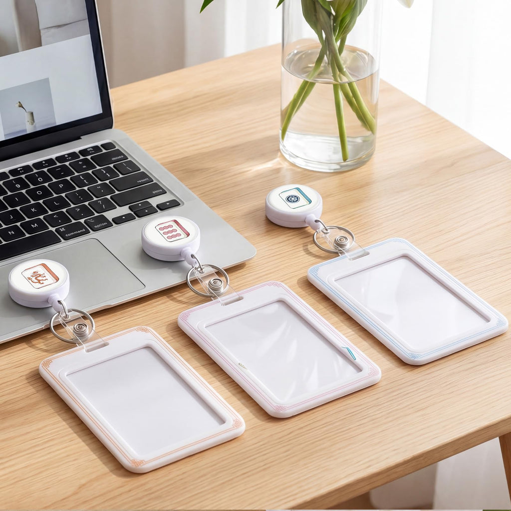 3 Set Badge Holder Retractable Reel Bloom ID Badge Holders with Clip Cute Name Badge Holders for Teacher Nurse Doctor Student Office Workers
