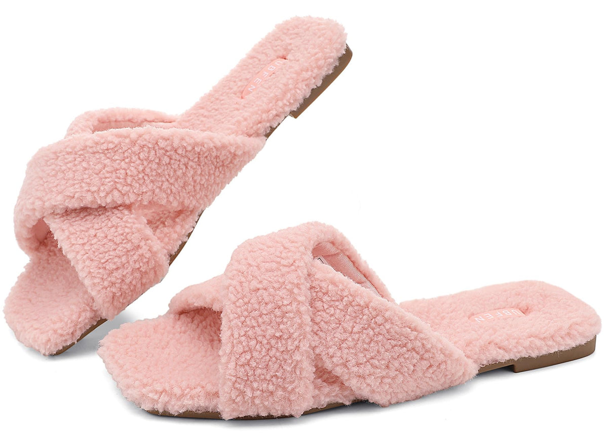 UBFEN Womens Mens Slippers Memory Foam Comfort Fuzzy Plush Lining Slip On House Shoes