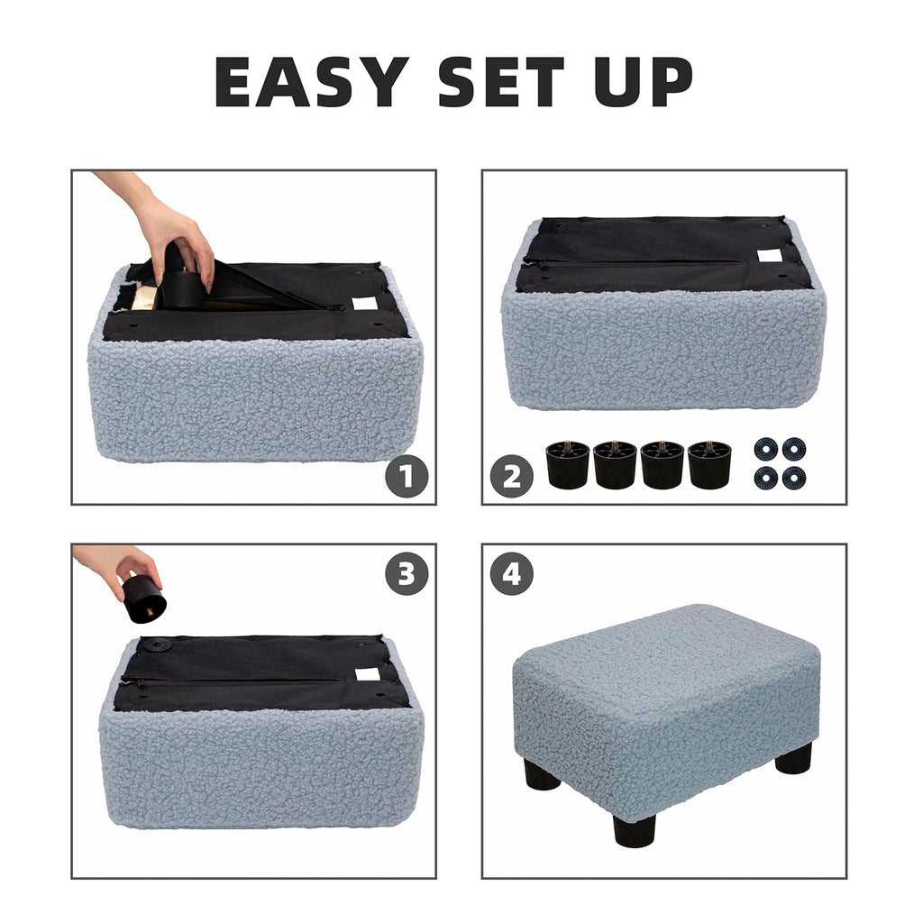 CAROLMADE Small Foot Stool Ottoman Footstool with Legs Under Desk Footrest for Living Room Bedroom and Office, Black
