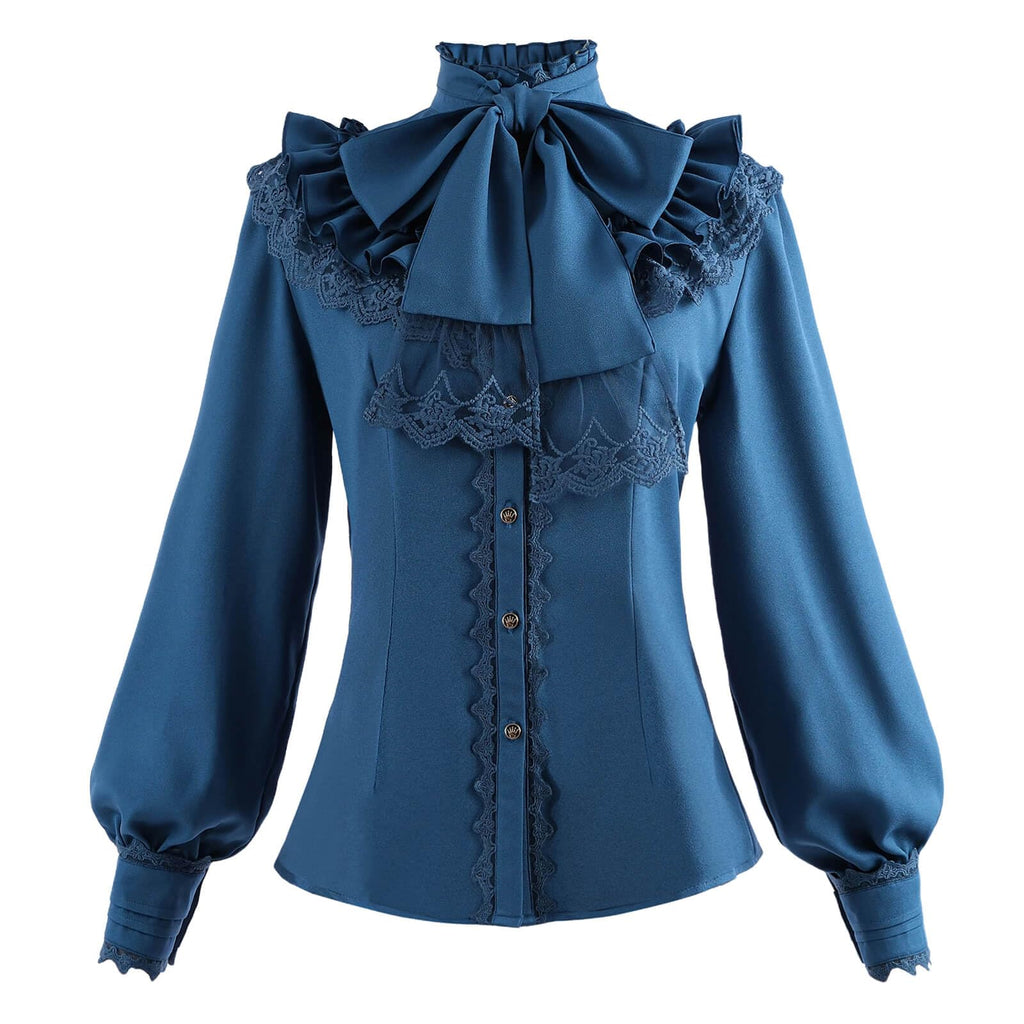 Nuoqi Victorian Blouse Womens Gothic Shirt Vintage Long Sleeve Lotus Ruffle Tops