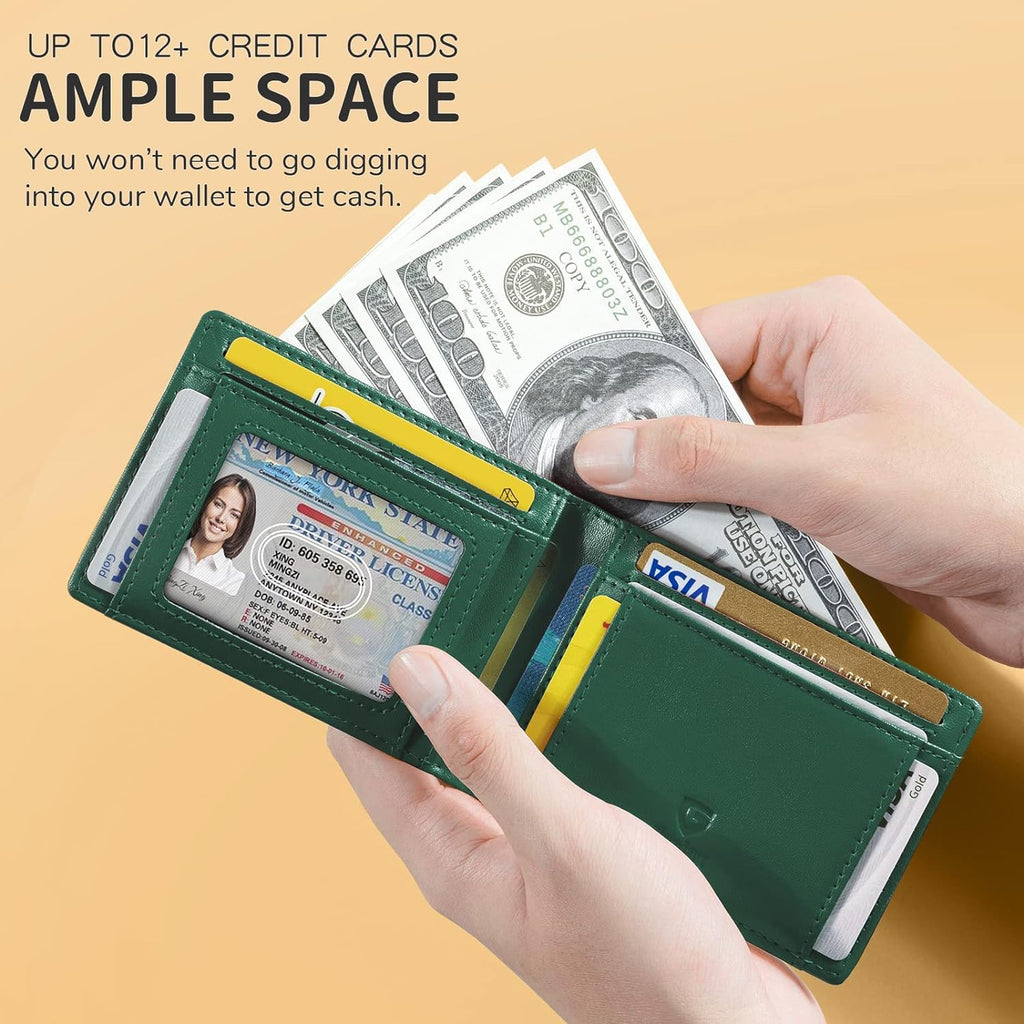 GSOIAX Slim Wallet for Men Rfid Blocking Leather Bifold Front Pocket Carbon Fiber Men's Money Clips Credit Card Holder With Gift Box