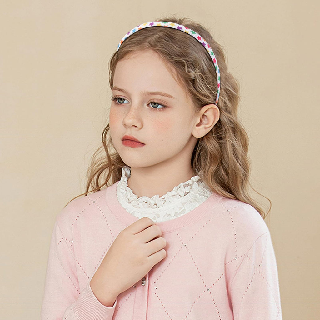 Fishdown Headbands for Girls 12Pcs Thin Head Bands for Girls Hairbands for Toddler Floral Cloth Fabric Covered Headband Birthday Party Favors
