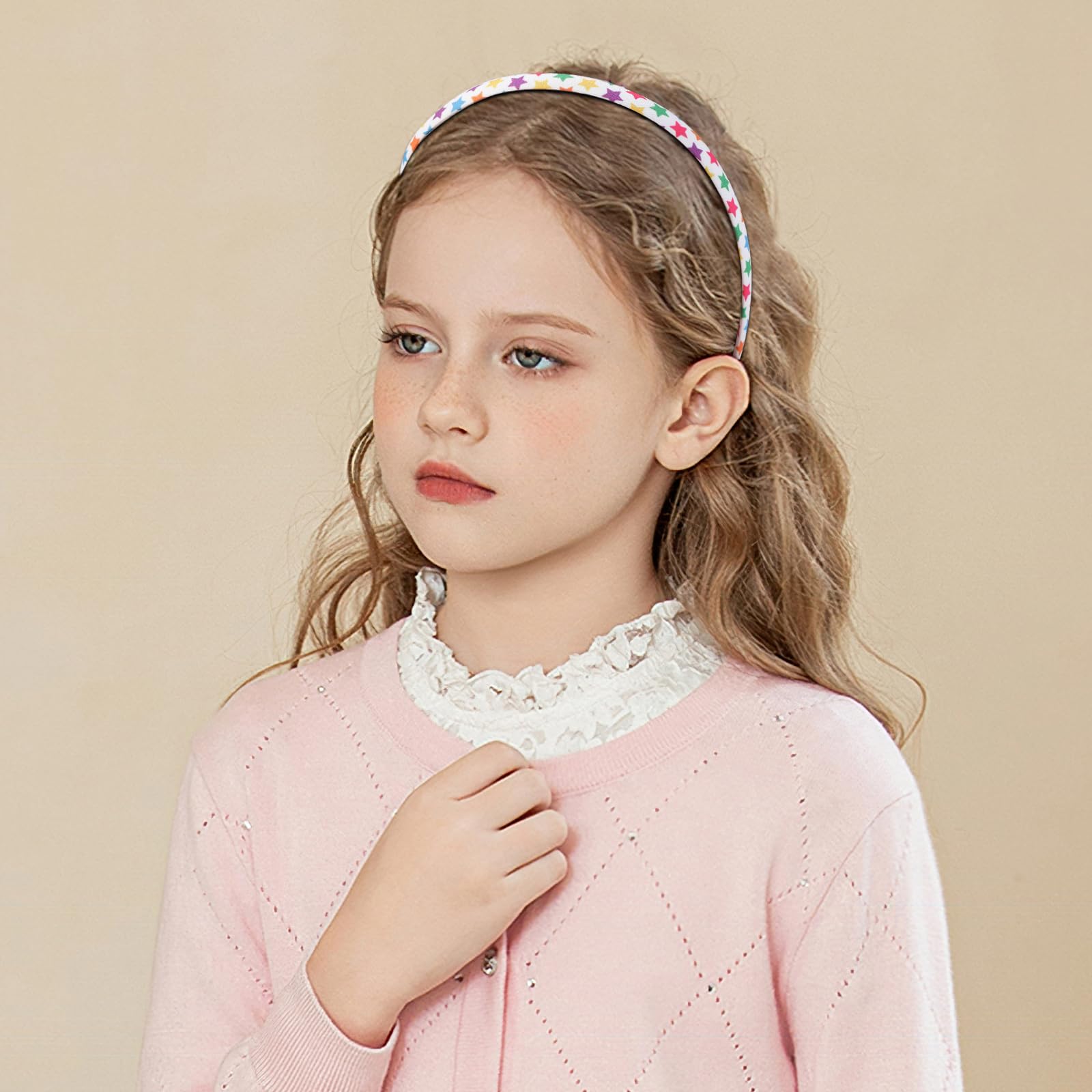 Fishdown Headbands for Girls 12Pcs Thin Head Bands for Girls Hairbands for Toddler Floral Cloth Fabric Covered Headband Birthday Party Favors