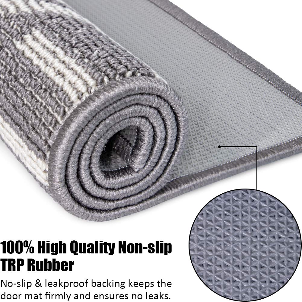 Indoor Doormat 24"x 36", Absorbent Front Back Door Mat Floor Mats, Rubber Backing Non Slip Door Mats Inside Mud Dirt Trapper Entrance Door Rug Carpet, Machine Washable Low Profile-Brown Time Cloister