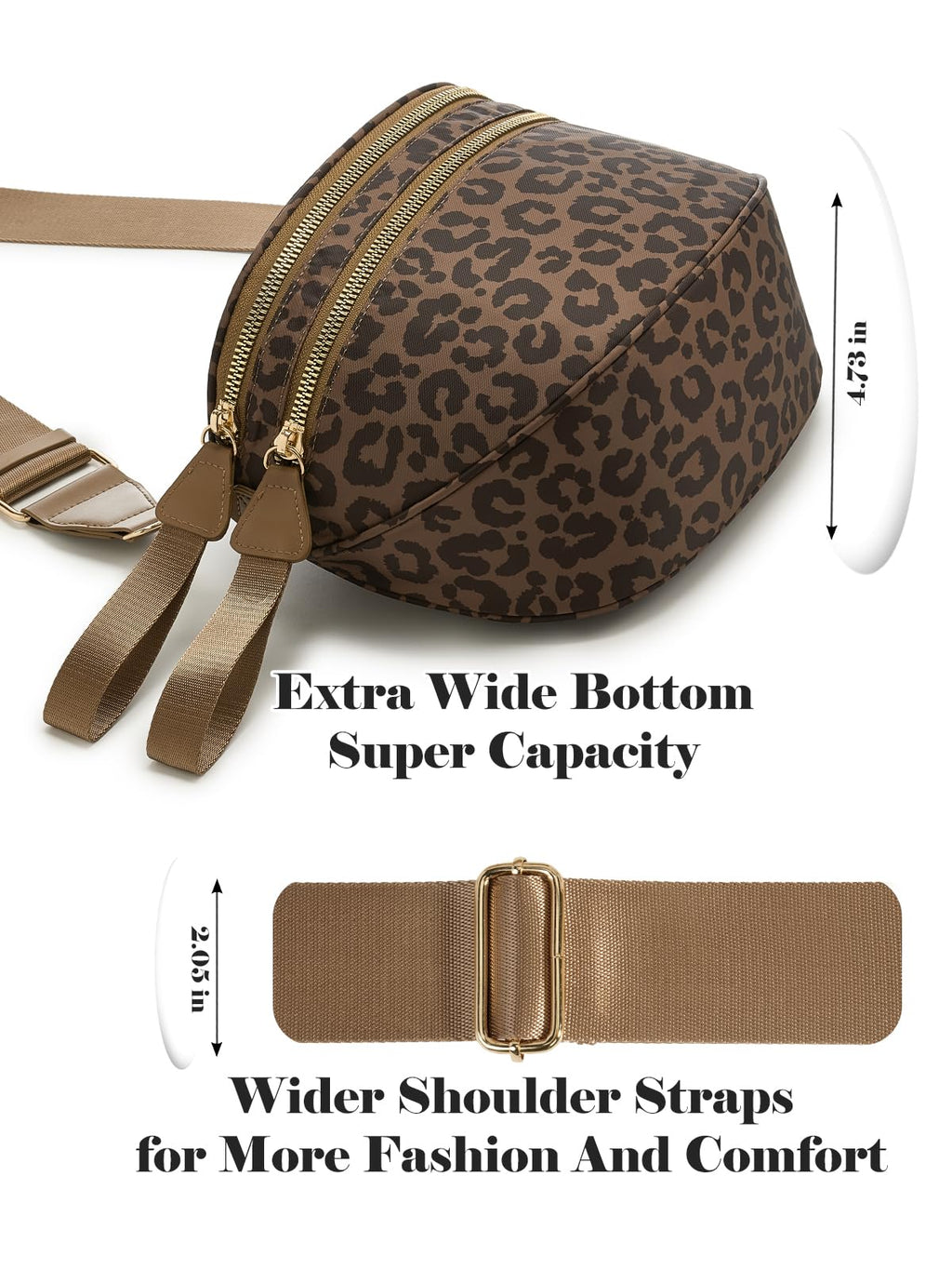 Pure Colour Crossbody Bag Bum Bag for Women,Spacious Purse Fanny Packs Belt Bag,Oversized Bum Bag (Bean Green Leopard Print Bum Bag)