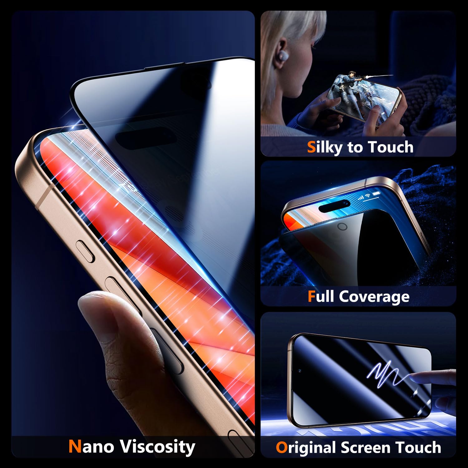 UniqueMe for iPhone 12 Pro Max Privacy Screen Protector - [Military Grade Shatterproof & 9H+ Hardness] Screen Protector 12 Pro Max Tempered Glass Full Coverage Protection, Easy to install, 2 Packs