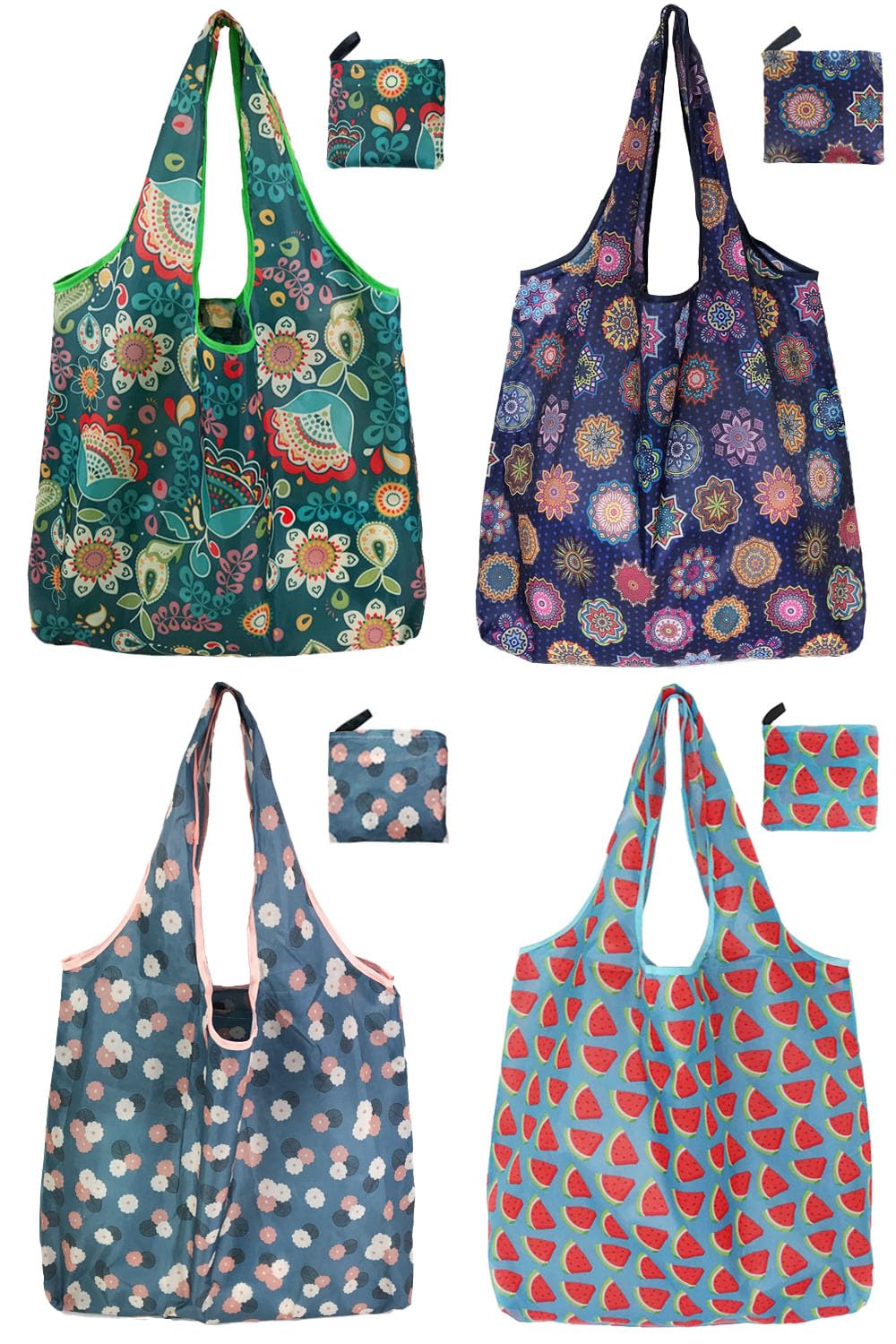 Bolsas de compras reutilizables para comestibles, paquete de 4 de 50 libras bolsas plegables grandes y lavables para mercado, compactas para un fácil almacenamiento, bolsas de tela ligeras y