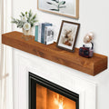 G GOOD GAIN Fireplace Mantel 54inch - Handmade Rustic Wood Mantel for Over Fireplace | Wall Mounted Floating Mantle Shelves for Living Room Decor(Chocolate, 54Lx5Hx8D)