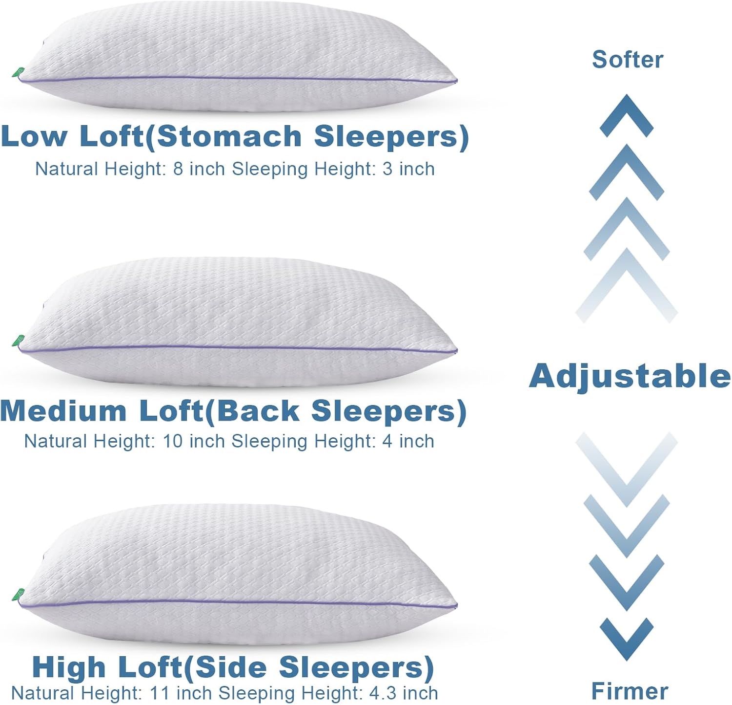 Favorland Cooling Bed Pillows King Size Set of 2 - Shredded Memory Foam Pillows for Sleeping 2 Pack - Gel Pillow Adjustable Firm Pillow Soft Pillows for Side Back Stomach Sleepers
