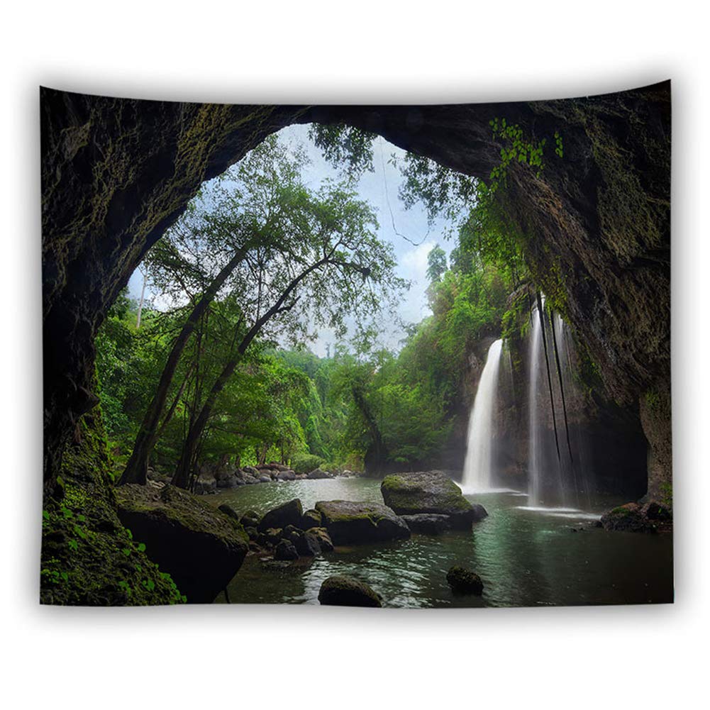 Llamazing Forest Landscape Home Decor - Living Room & Bedroom Magic Tapestry (Sunlight&Creek, 60''L51''W)