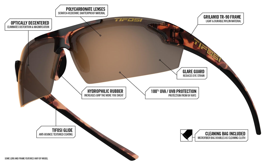 Tifosi Track Sport Men & Women Sunglasses - Ideal For Baseball, Golf, Pickleball, Running and Tennis - Unisex Glasses