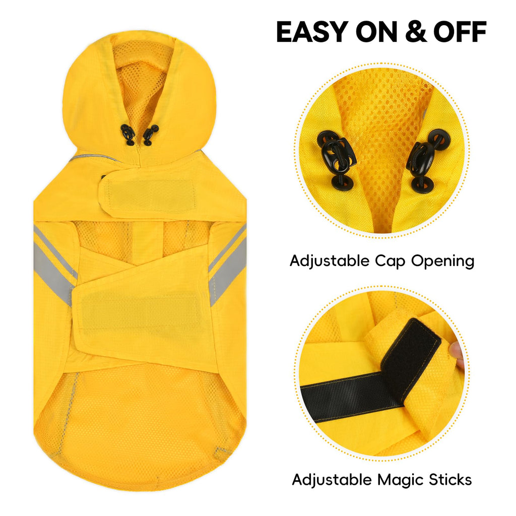 VIVAGLORY Wetoff Dog Raincoat, Rain Coat for Dog All Seasons Adventure, Rain Jacket with Harness Hole & Hood, Reflective Lightweight Waterproof for Doggy & Puppy, XXS, Blue