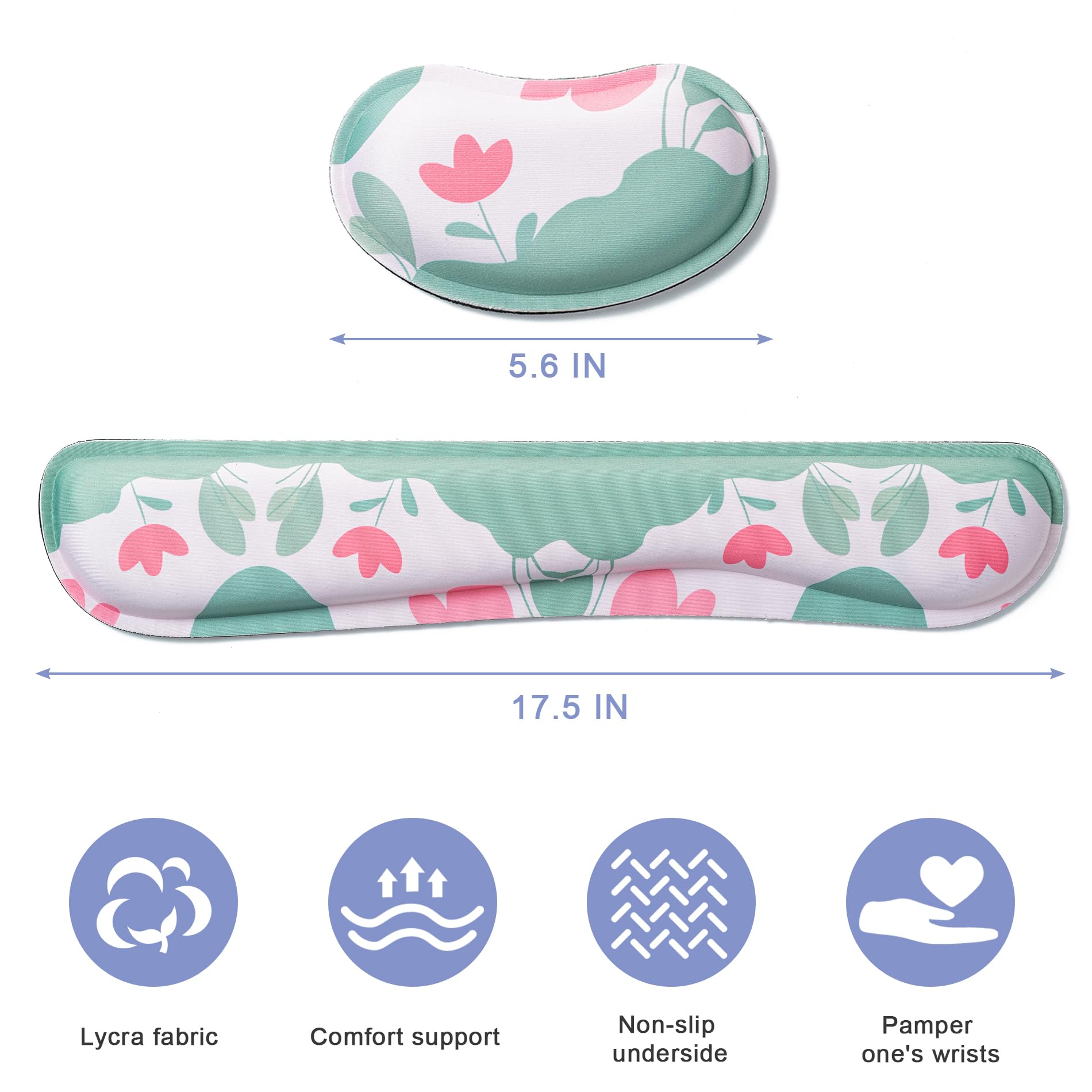 Hoewina Keyboard Wrist Rest,Ergonomic Wrist Rest,Superfine Fabric and Gel Memory Foam Wrist Pad for Computer Keyboard for Easy Typing & Pain Relief, Suitable for Office, Family, Outdoor, Bean Green