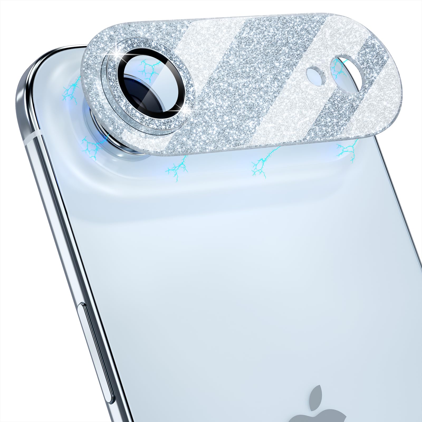 Choiche Compatible for iPhone 16 Pro/iPhone 16 Pro Max Camera Lens Protector, Bling Camera Cover with 9H Tempered Glass Lens Screen Protector Metal Ring Decoration Accessories(Black)
