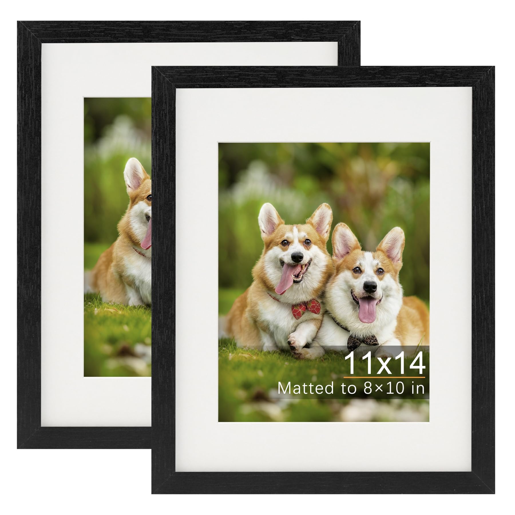 TOFOREVO Picture Frames 4x4 Set of 2 Black Wood Grain Photo Frame for Gallery Wall Mounting or Tabletop Display