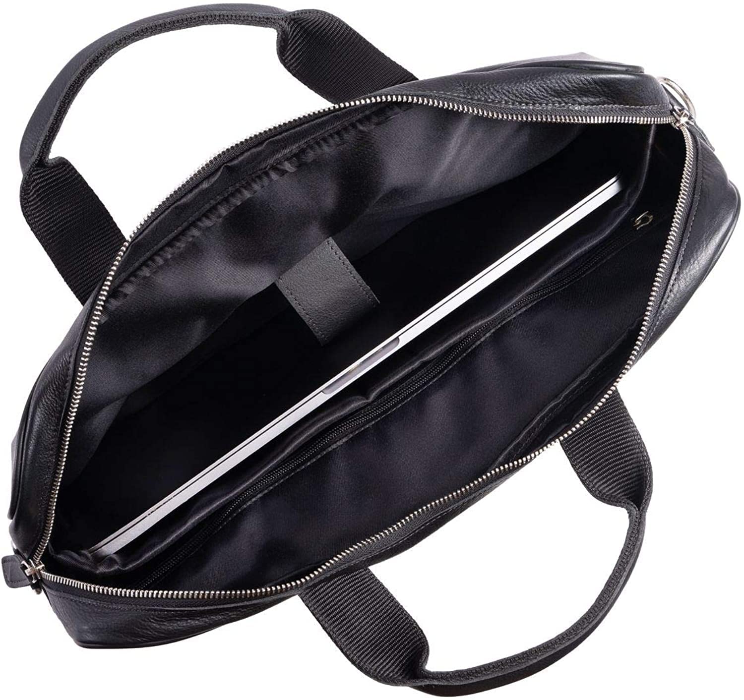 Leather briefcase 18 Inch Laptop Messenger Bags for Men and Women Best Office briefcase Satchel Bag (Black)