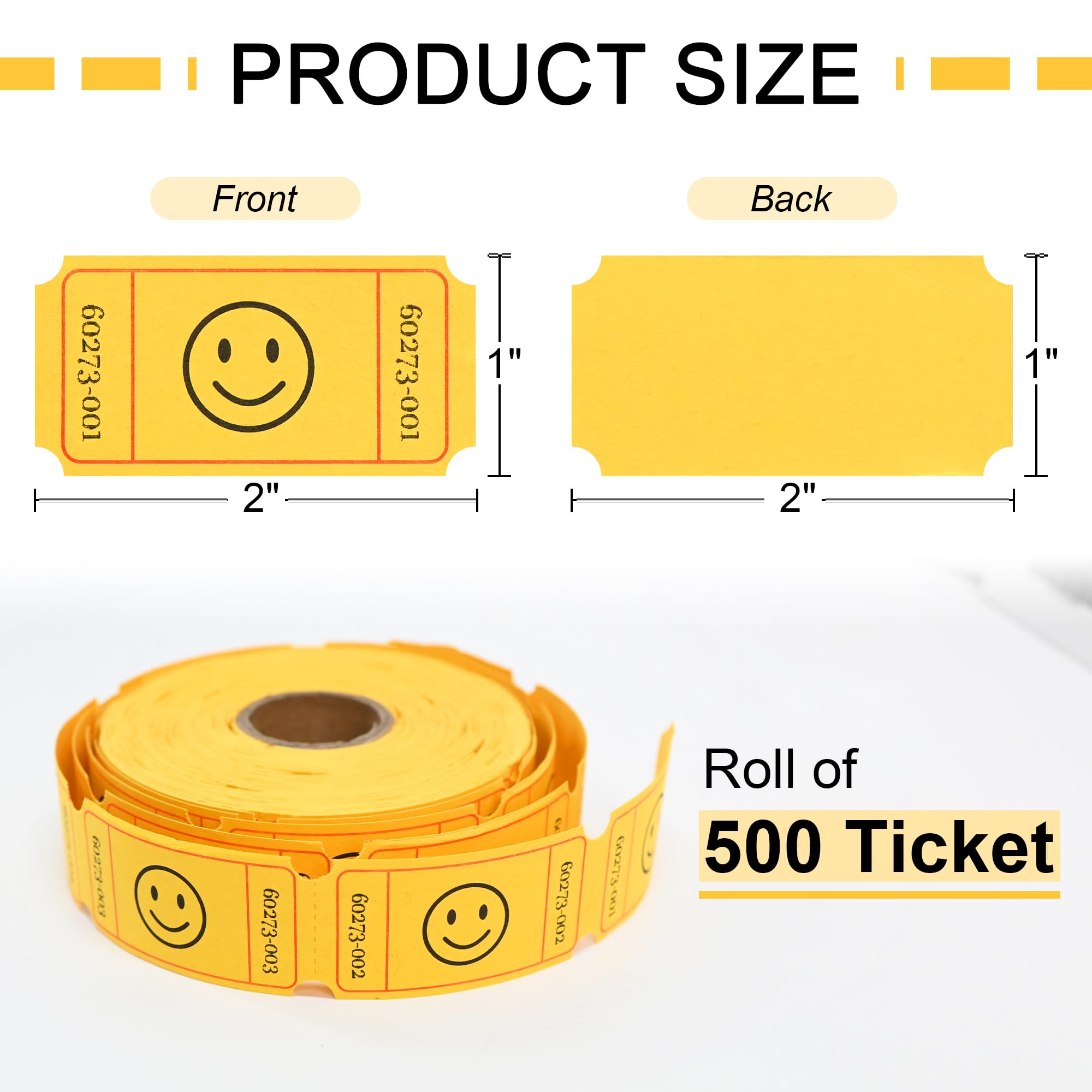 L LIKED 500 Raffle Tickets, Smile,Bule(6 Color Selection), Single Roll, Ticket for Events, Entry, Class Reward, Raffle & Prizes