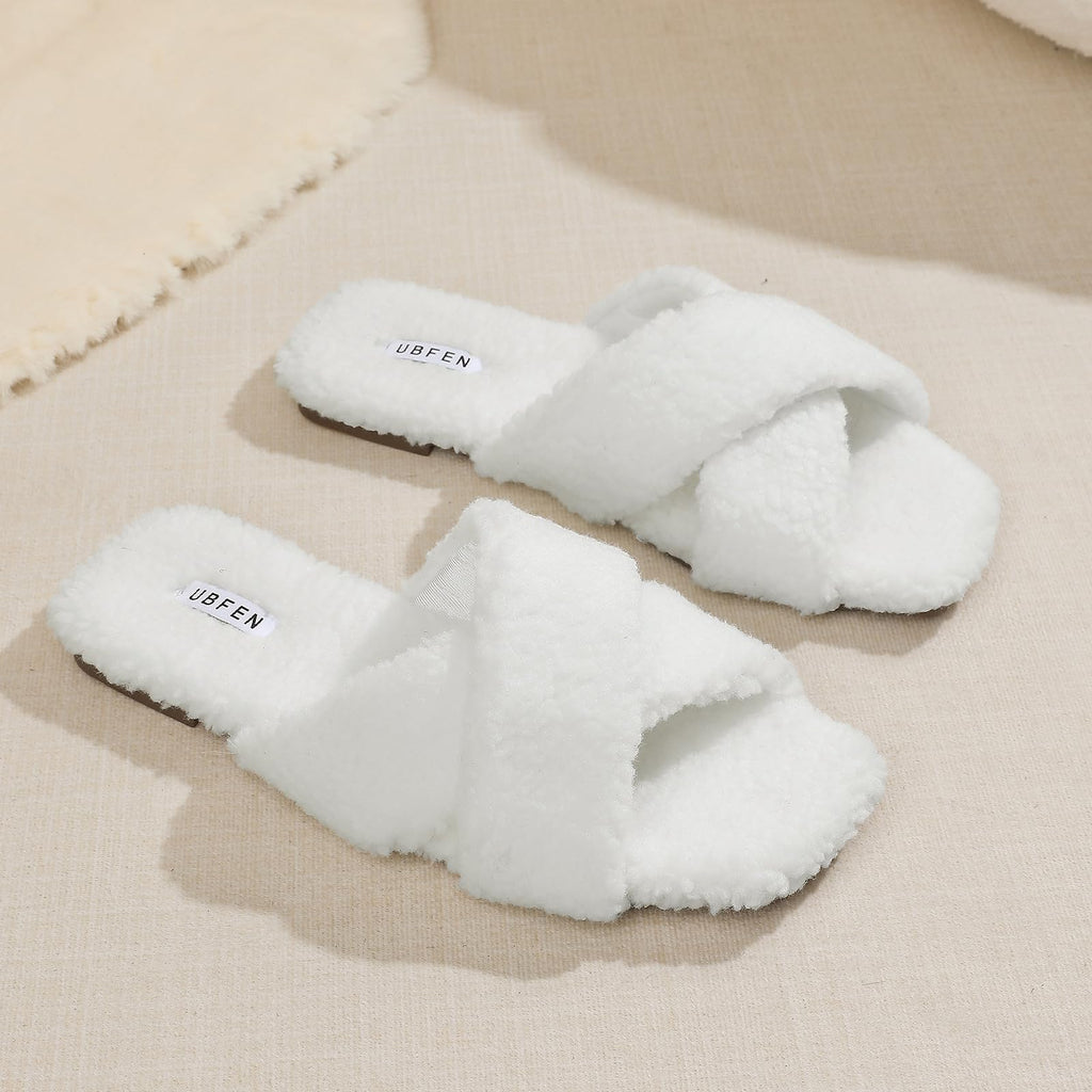 UBFEN Womens Mens Slippers Memory Foam Comfort Fuzzy Plush Lining Slip On House Shoes