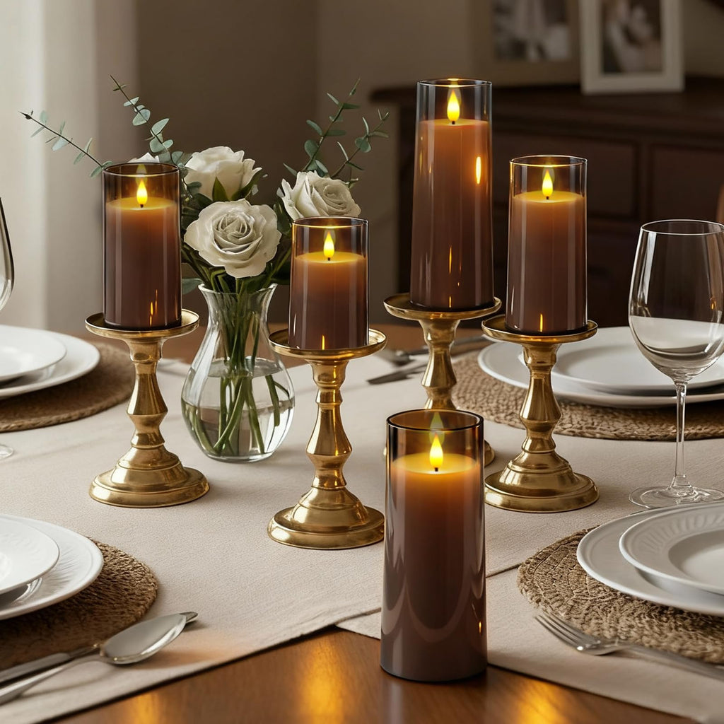 Raycare Flameless Candles Battery Operated with Remote Timer, Acrylic Flickering LED Pillar Candle for Christmas, Wedding, Home Decor, Gift for Family and Friend, White, Set of3