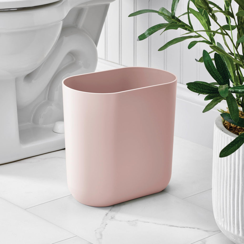 iDesign Small Slim Plastic Bathroom Trash Can, Black | Garbage Can for Bedroom, Office, Desk, Dorm