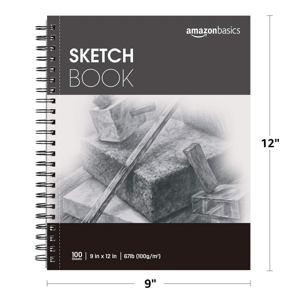 Amazon Basics Sketch Pad for Artists, Drawing Paper, Spiral Bound, Acid Free, 67 lb. / 100 gsm, 100 Sheets, 5.5"x8.5", White