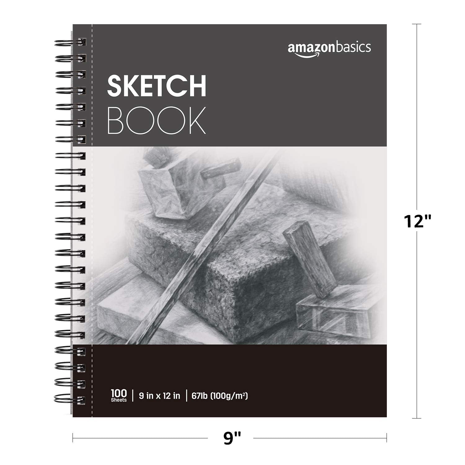 Amazon Basics Sketch Pad for Artists, Drawing Paper, Spiral Bound, Acid Free, 67 lb. / 100 gsm, 100 Sheets, 5.5"x8.5", White