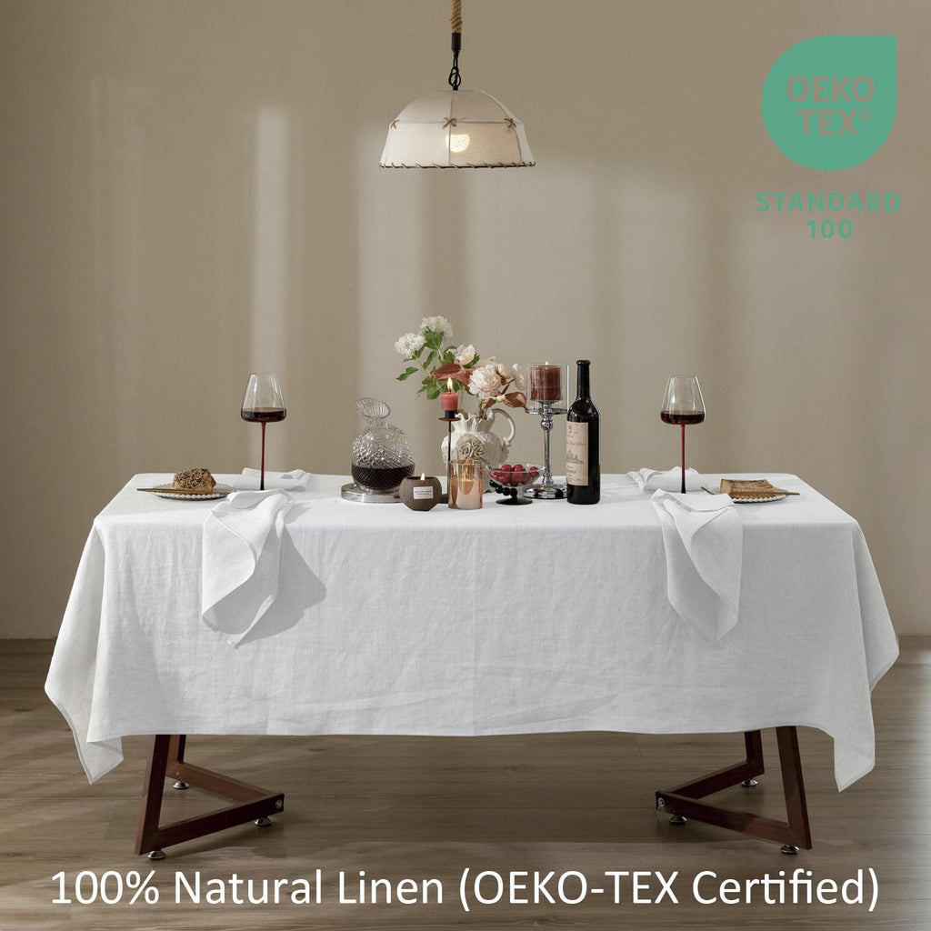 Talasily Linen Tablecloth 100% Pure Linen Table Cloth 60x84 Inches Rectangle Tablecloths Washable Cloths for Kitchen, Dining, Buffet Parties, Holidays, Picnic, Weddings and Restaurants-Caramel