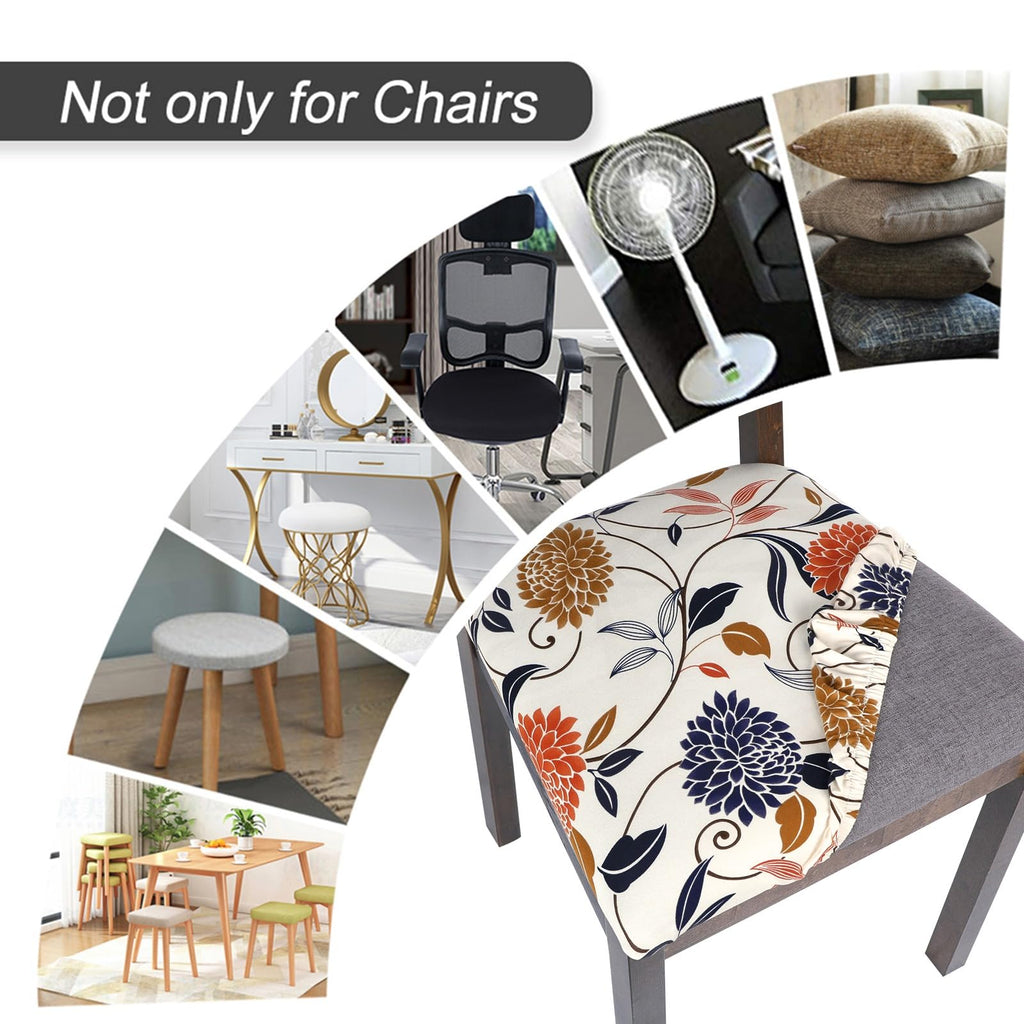 SearchI Seat Covers for Dining Room Chairs Stretch Printed Chair Seat Covers Set of 2, Removable Washable Upholstered Chair Seat Protector Cushion Slipcovers for Kitchen, Office(Ball Flower)