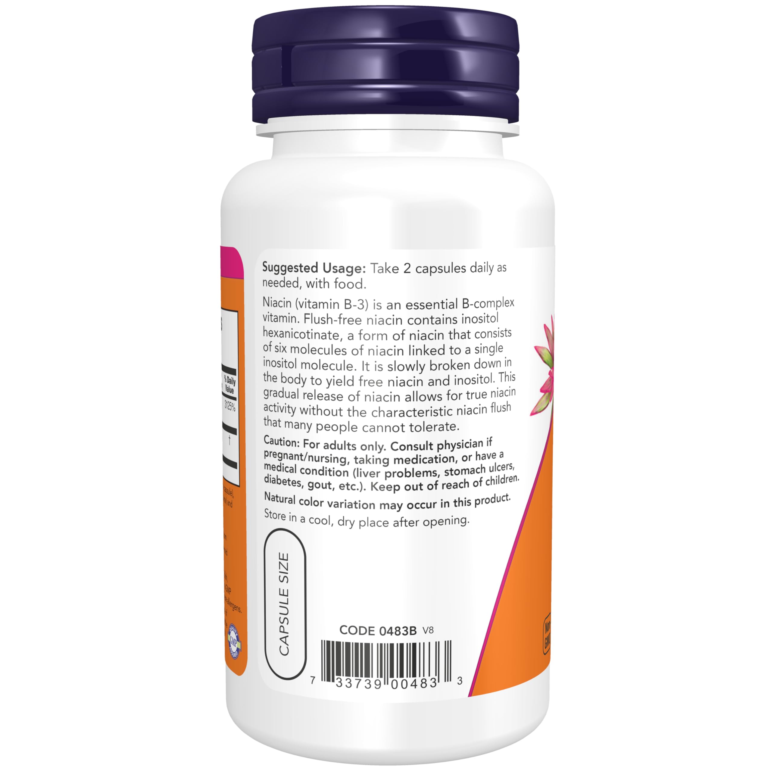 NOW Foods Supplements, Niacin (Vitamin B-3) 250 mg, Flush-Free, Nutritional Health, 90 Veg Capsules