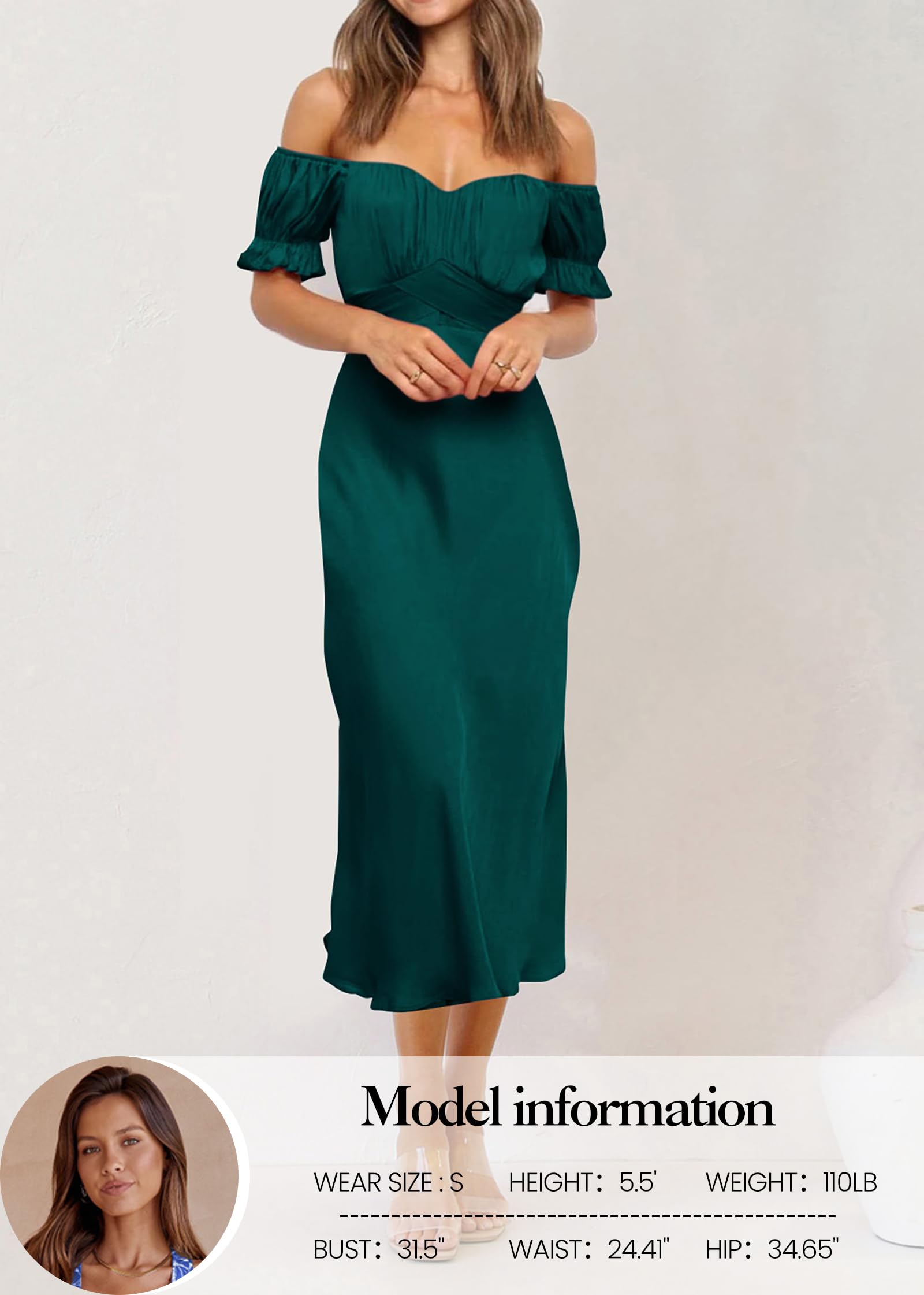 KIRUNDO Women's 2026 Spring Summer Satin Wedding Guest Midi Dress Off The Shoulder Wrap Party Cocktail Formal Prom Dresses