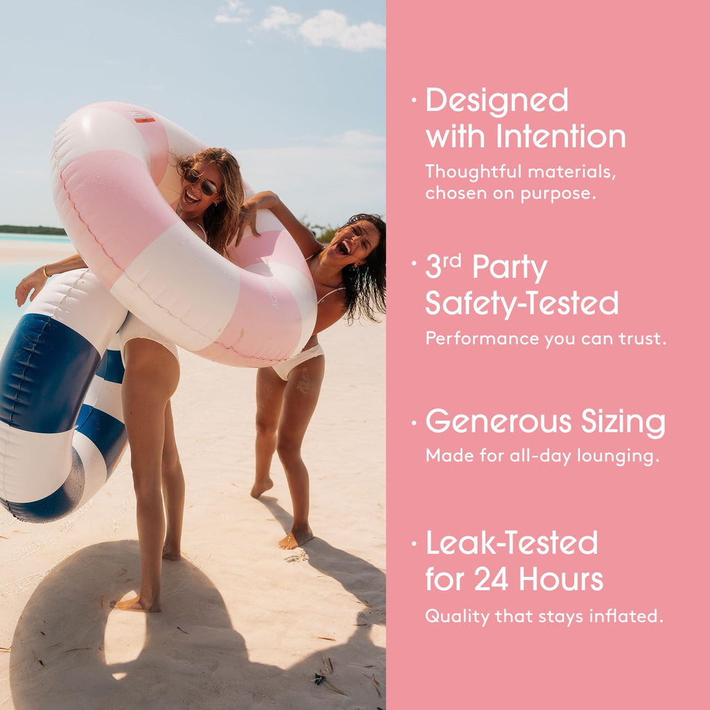 FUNBOY Giant Vintage Stripe Inflatable Tube Pool Float with Cup Holder 48" Large Pool Float for Adults Inner Tube Swimming Pool Toys Swim Rings Pool Lounger Float for Pool Party & Summer