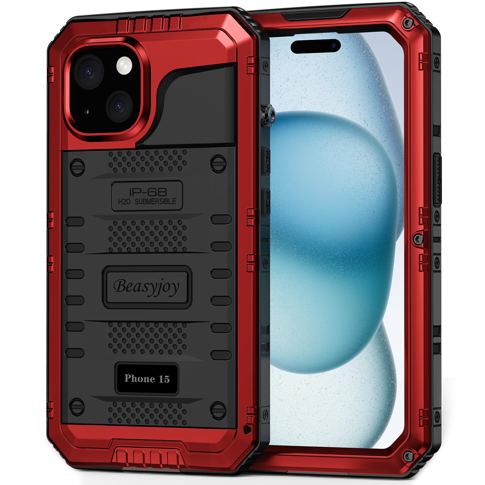 Beasyjoy for iPhone SE 2022/2020/ 8/7 Metal Case, Waterproof Heavy Duty Case with Screen Protector, Full Body Protection Military Grade Shockproof Defender Durable Sturdy Rugged Aluminum Cover, Black