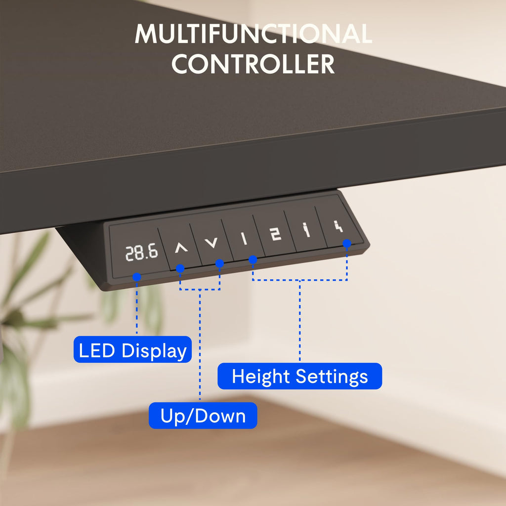 FLEXISPOT EN2 Whole-Piece Standing Desk with Clamp Power Strip, 40 x 24'' Electric Stand Up Height Adjustable Desk with Cable Management (Black Frame + 40" Black Top)