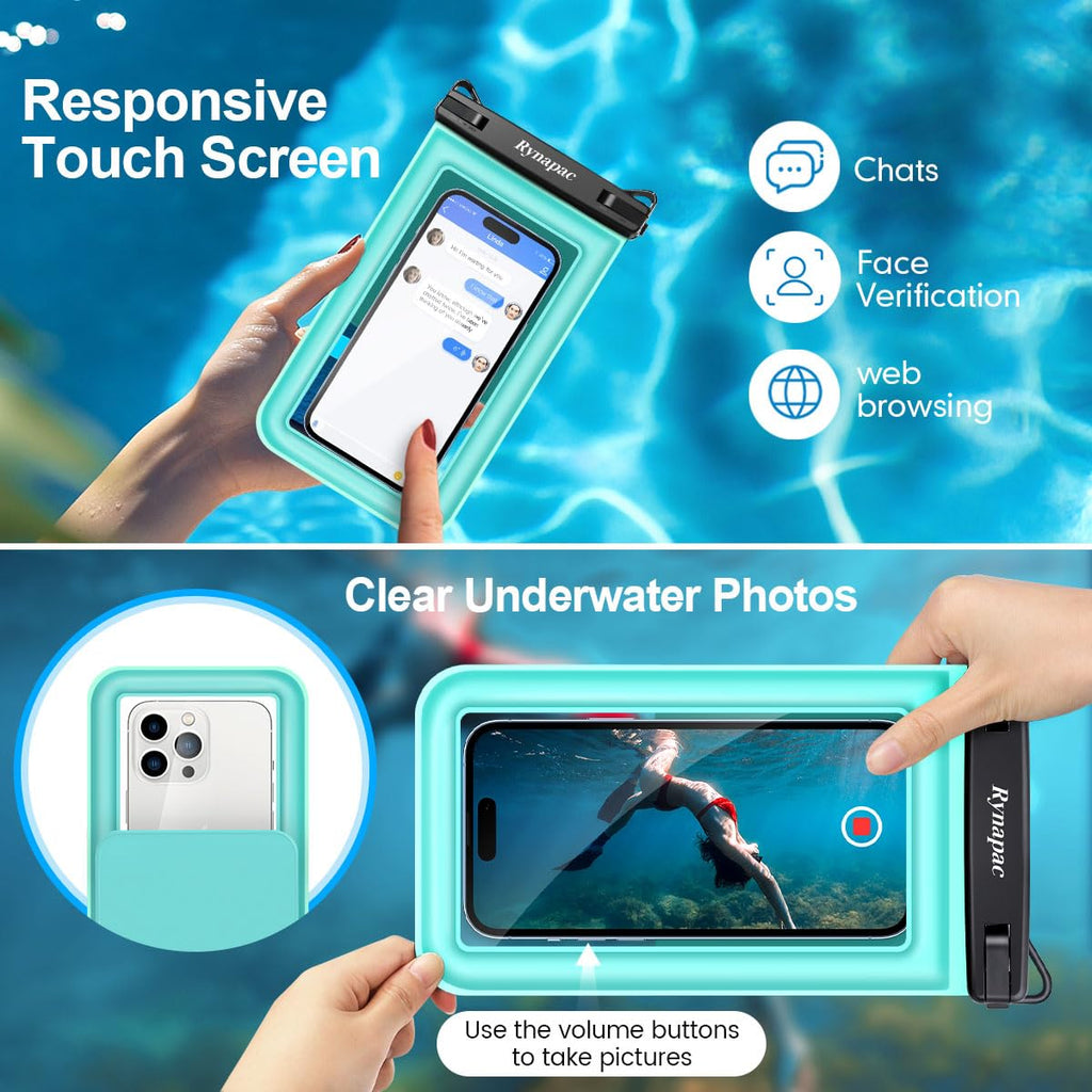 [Up to 8.5''] Floating Waterproof Phone Pouch 2 Pack, IPX8 Double Space Waterproof Phone Case with Lanyard for iPhone 17 16 15 Pro Max, Galaxy S26 Ultra, Cellphone Dry Bag Beach Cruise Ship Essentials