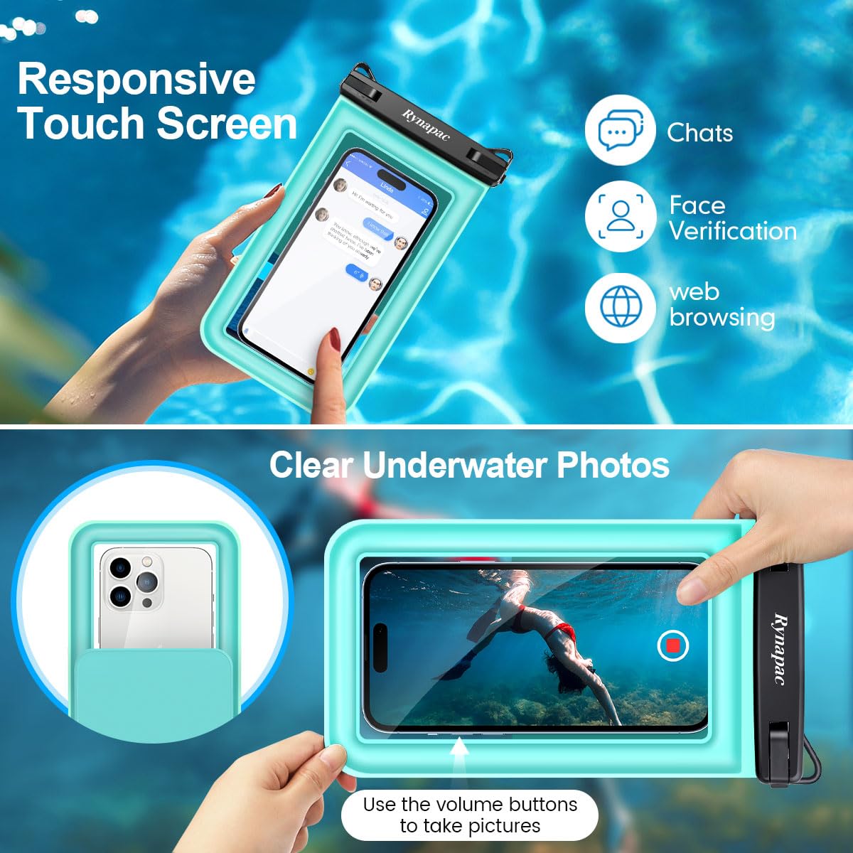 [Up to 8.5''] Floating Waterproof Phone Pouch 2 Pack, IPX8 Double Space Waterproof Phone Case with Lanyard for iPhone 17 16 15 Pro Max, Galaxy S26 Ultra, Cellphone Dry Bag Beach Cruise Ship Essentials