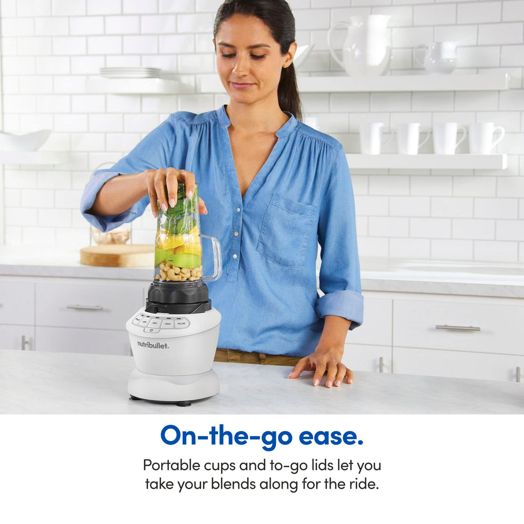 nutribullet Full-Size Blender Combo, Single-Serve & Large Capacity, 1200W, 64oz Pitcher, 32oz Cup, Extractor Blade, 3-Speed, Pulse, Smoothies, Soups, Sauces, Easy Cleaning, Matte Black, NBF50500AK