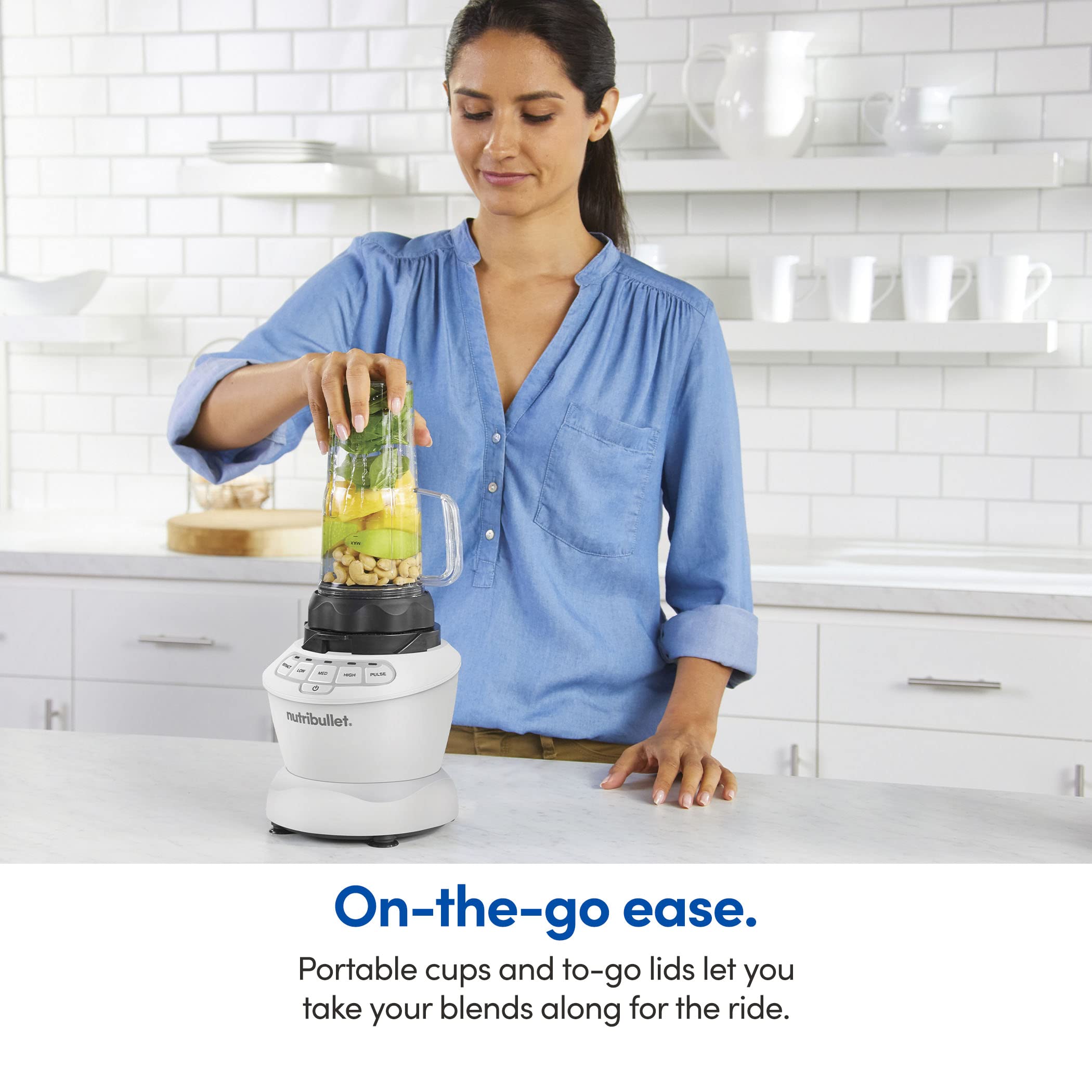 nutribullet Full-Size Blender Combo, Single-Serve & Large Capacity, 1200W, 64oz Pitcher, 32oz Cup, Extractor Blade, 3-Speed, Pulse, Smoothies, Soups, Sauces, Easy Cleaning, Matte Black, NBF50500AK