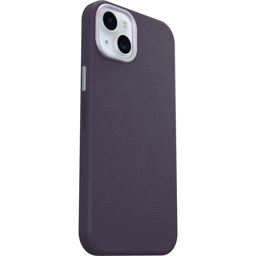OtterBox iPhone 15 Symmetry Series Cactus Leather for MagSafe - Noir ASH (Black), Slim, Premium, Protective iPhone Case