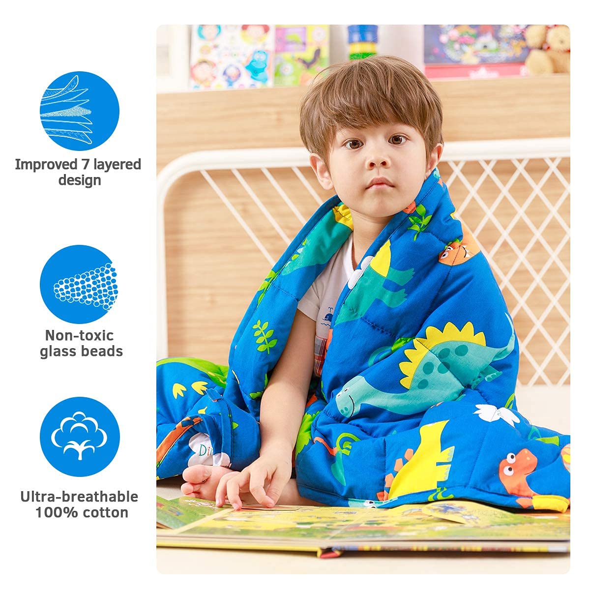 Mr. Sandman Weighted Blanket 3 Pounds Washable, Best for 20-40lb Breathable Cotton Heavy Blanket with Nontoxic Glass Beads - 36" x 48" Cute Cat
