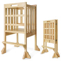 Foldable Toddler Learning Standing Tower, WOOD CITY Montessori Kitchen Step Stool Ideal Helper with 3 Adjustable Heights for Learning New Skills(Natural)
