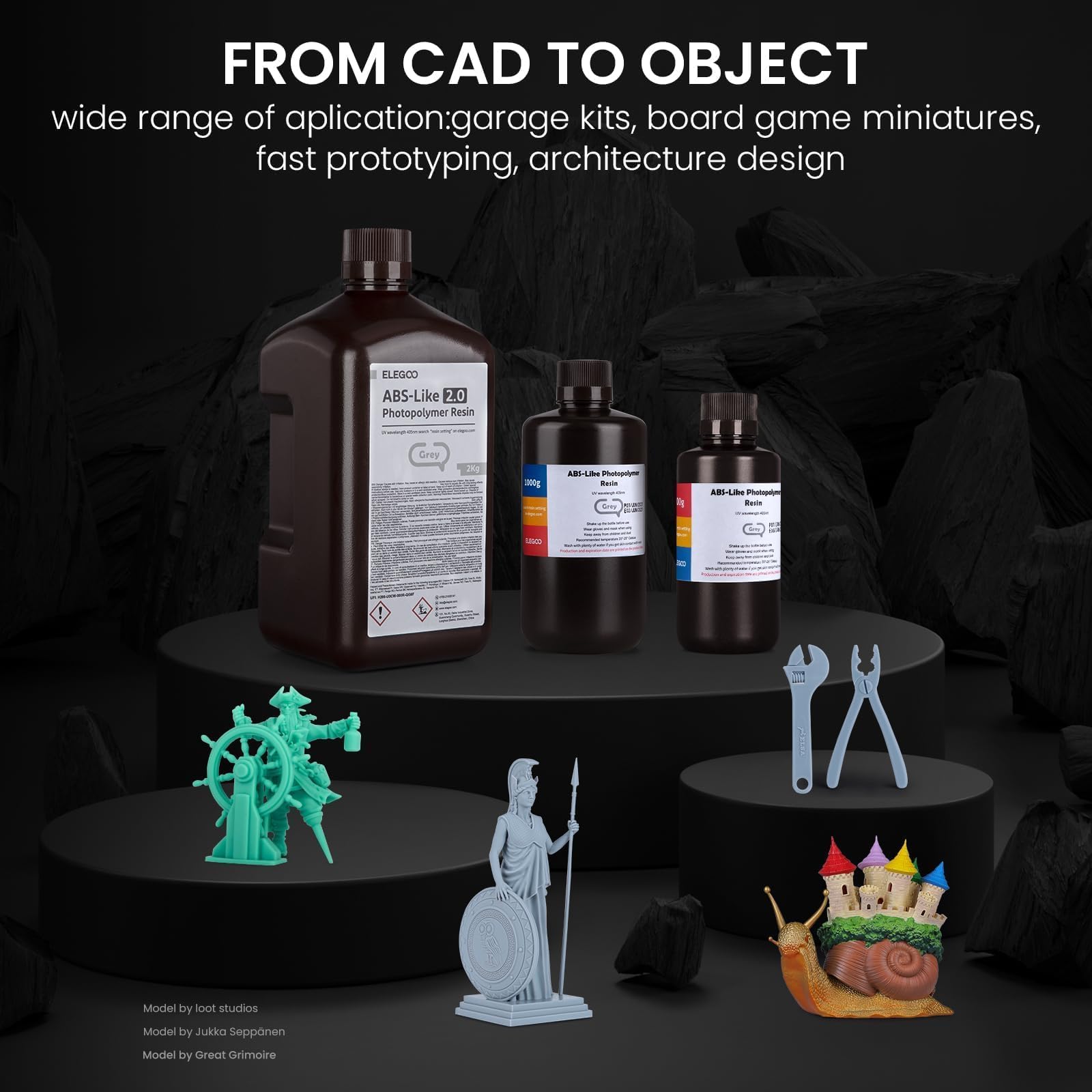 ELEGOO ABS-Like 3D Printer Resin LCD UV-Curing Resin 405nm Standard Photopolymer Resin for LCD 3D Printing Clear 1000g