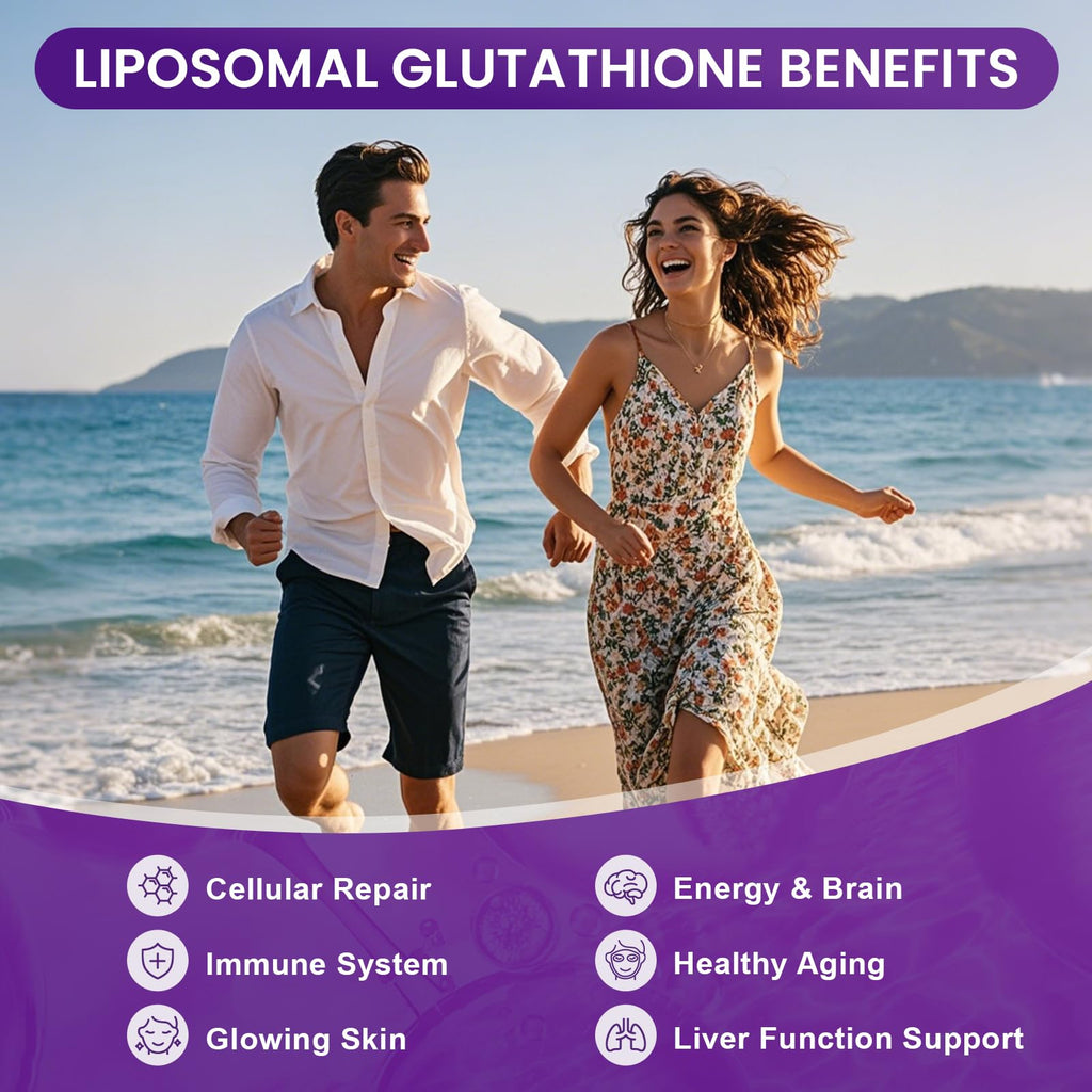 Liposomal Glutathione Supplement – 500mg Glutathione with PQQ, CoQ10 & Vitamin C – High Absorption Antioxidant for Immune & Energy Support – Grape Flavor, 30 Pouch