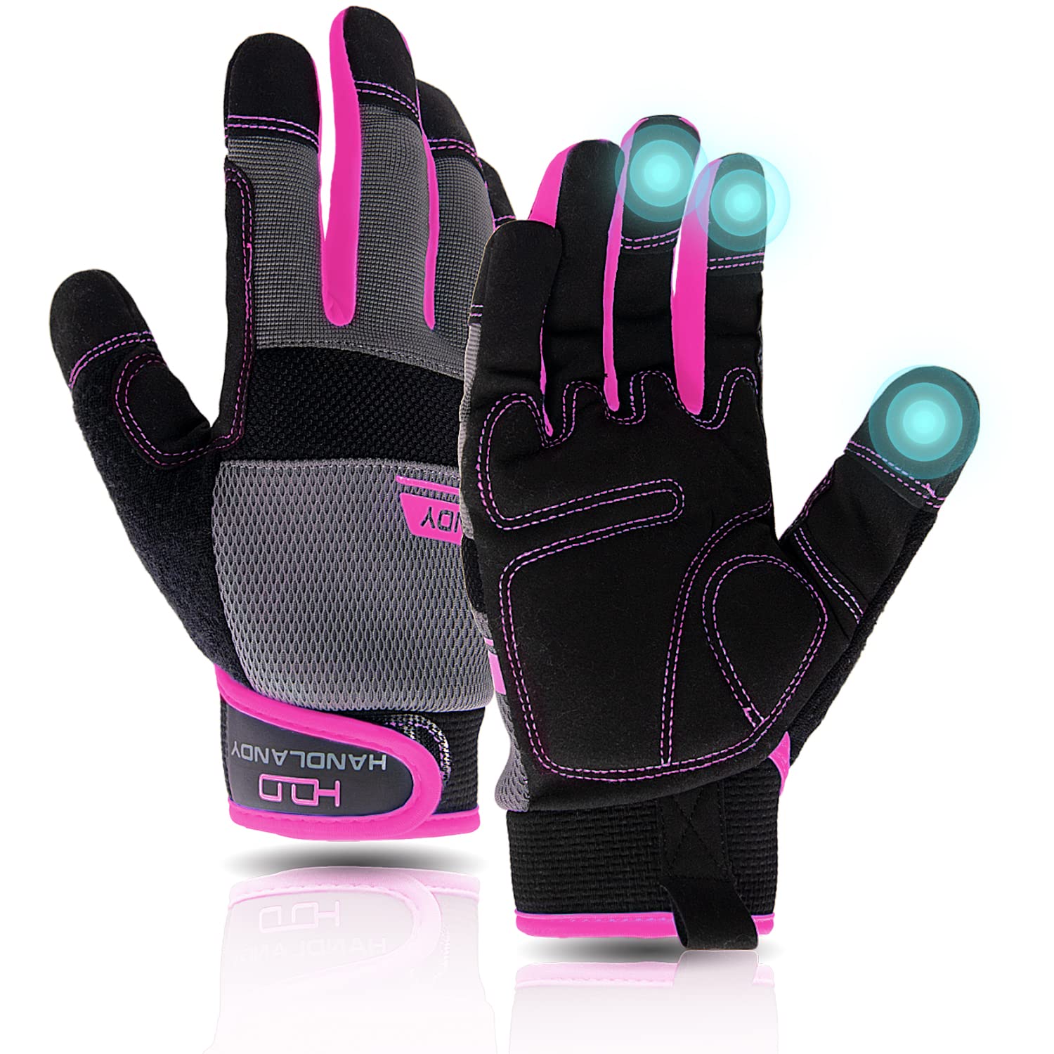 AIGEVTURE Safety Work Gloves Mens & Women, Light Duty Mechanic Gloves Touch Screen, Gardening Work Gloves with Grip,High Dexterity