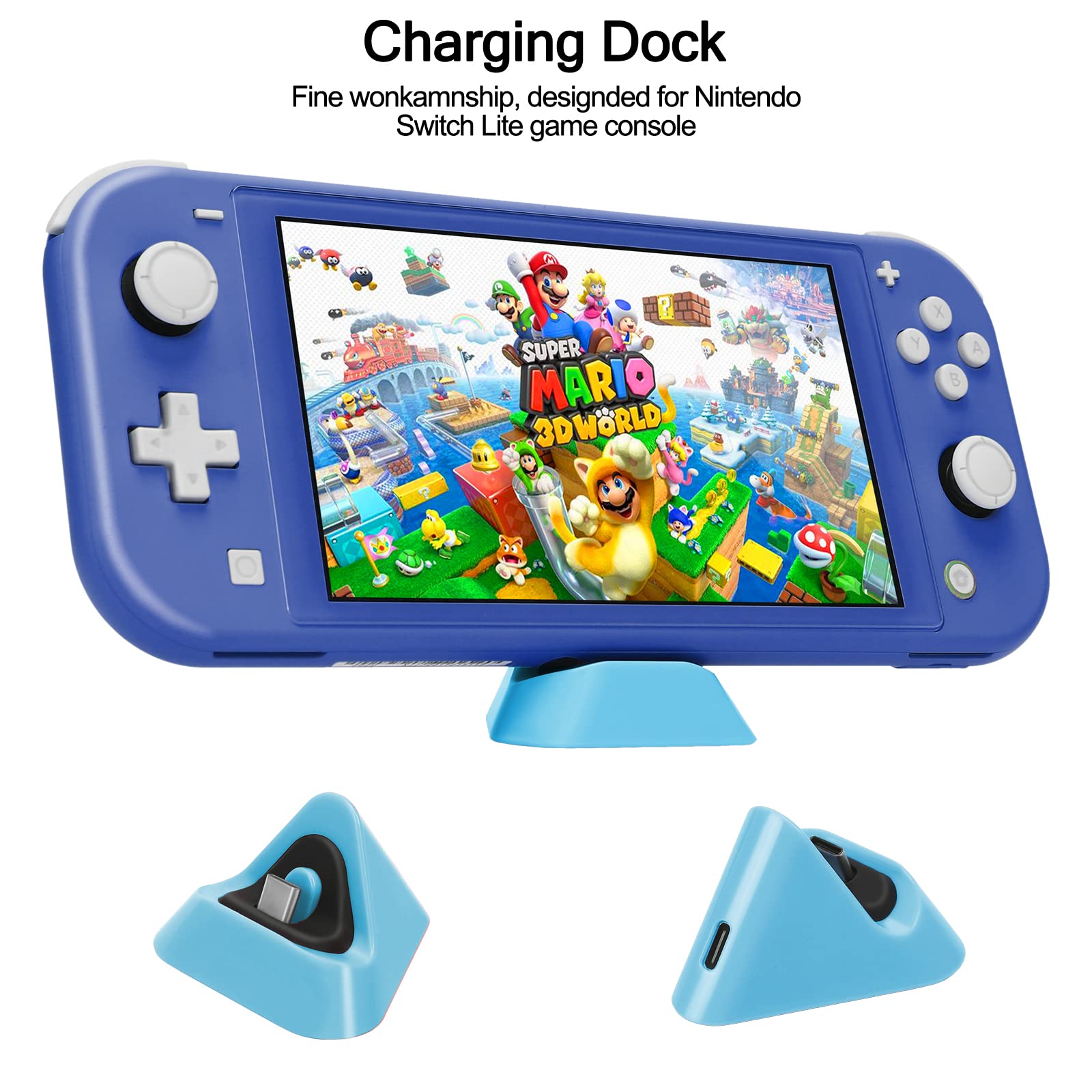 Switch Lite Accessories Bundle, Kit with Carrying Case,TPU Case Cover with Screen Protector,Charging Dock,Playstand, Game Card Case, USB Cable, Stylus,Thumb Grip Caps for Nintendo Switch Lite (Black)