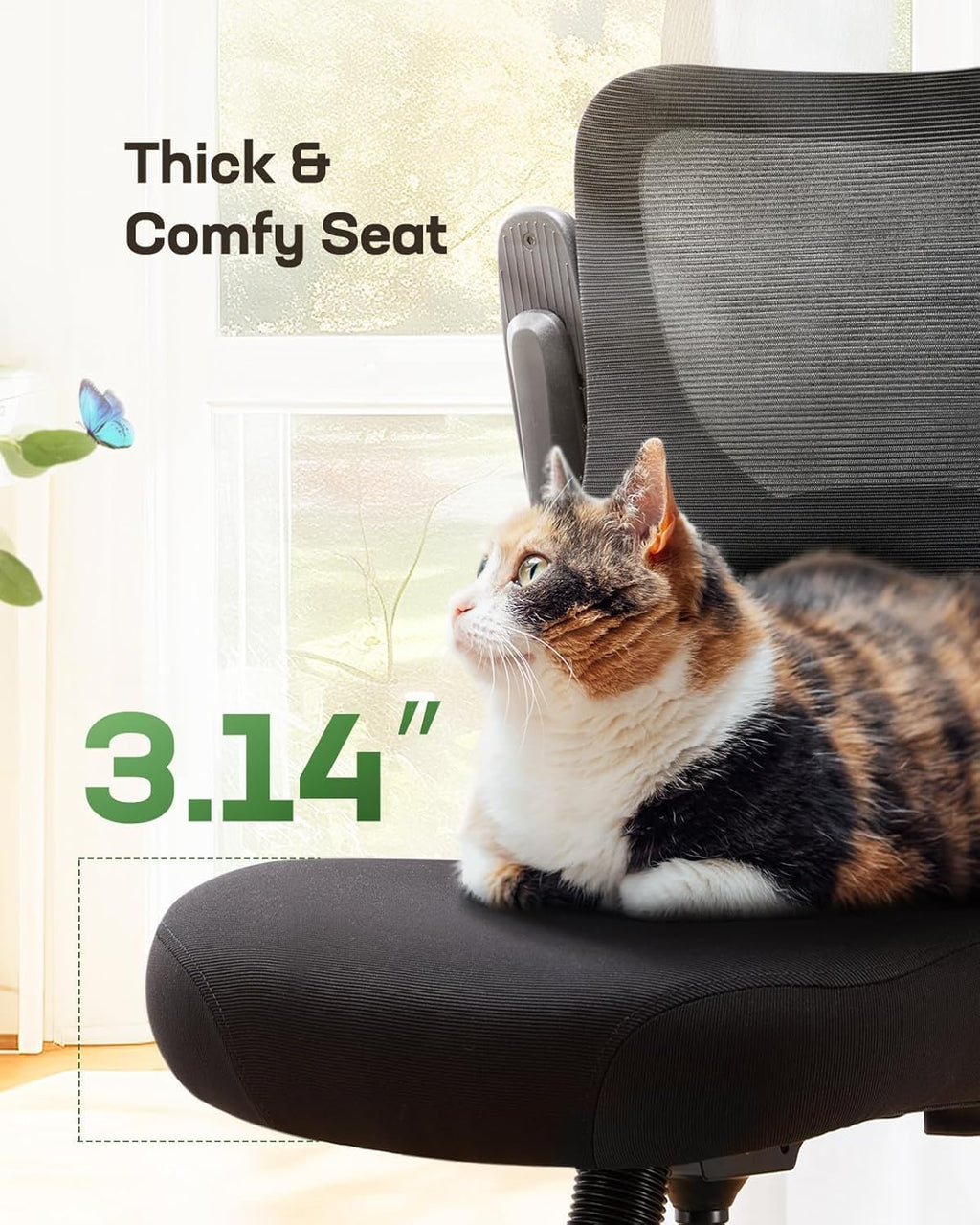 Marsail Office Chair Ergonomic Desk Chair with 3 Ways PU Armrests and Adjustable Lumbar Support Breathable Mesh Computer Chair Executive Rolling Swivel Comfy