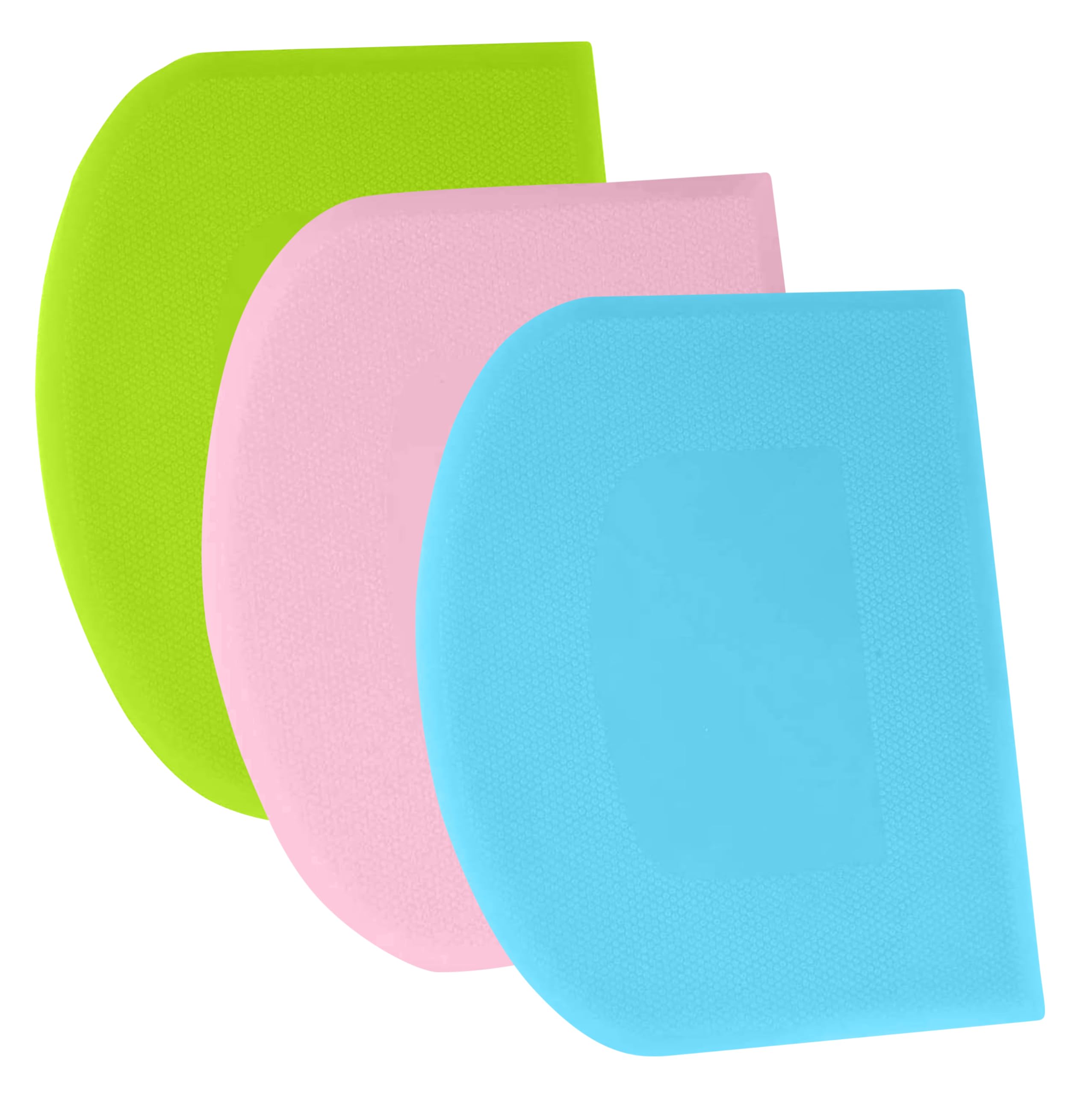 SURDOCA Dough Scraper Bench Scraper - 3P 4.7x3.7" Plastic Flexible Bowl Scraper, Sharp Edge & Angles Cake Scraper. Non-Slip Bakeware Decorating Tools Sculpting & Modeling Tools - Blue+White+Pink