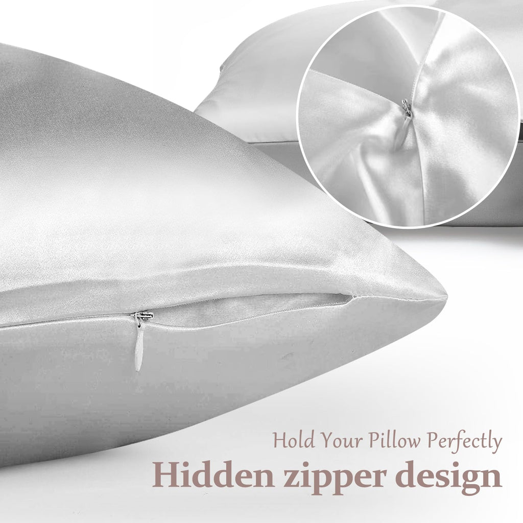 2 Pack 100% Pure Silk Pillowcase for Hair and Skin, Both Sides Mulberry Silk Pillowcases with Hidden Zipper, Cooling Pillowcase 19 Momme, 600 Thread Silk Pillow Cases Standard Size, Apricot